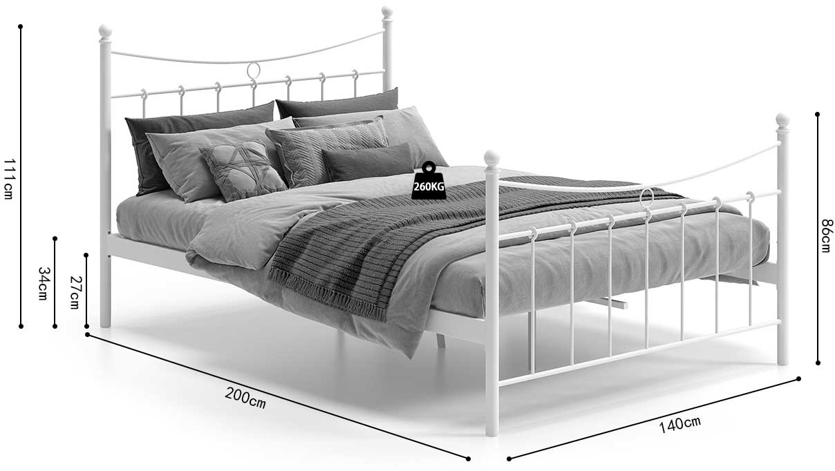 Lit Liza 140x200 avec sommier à lattes - blanc - Image 2