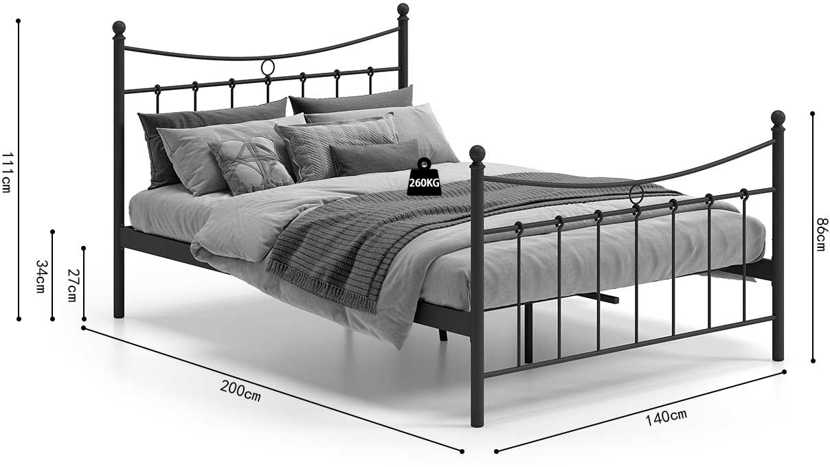 Lit Liza 140x200 avec sommier à lattes - noir - Image 3