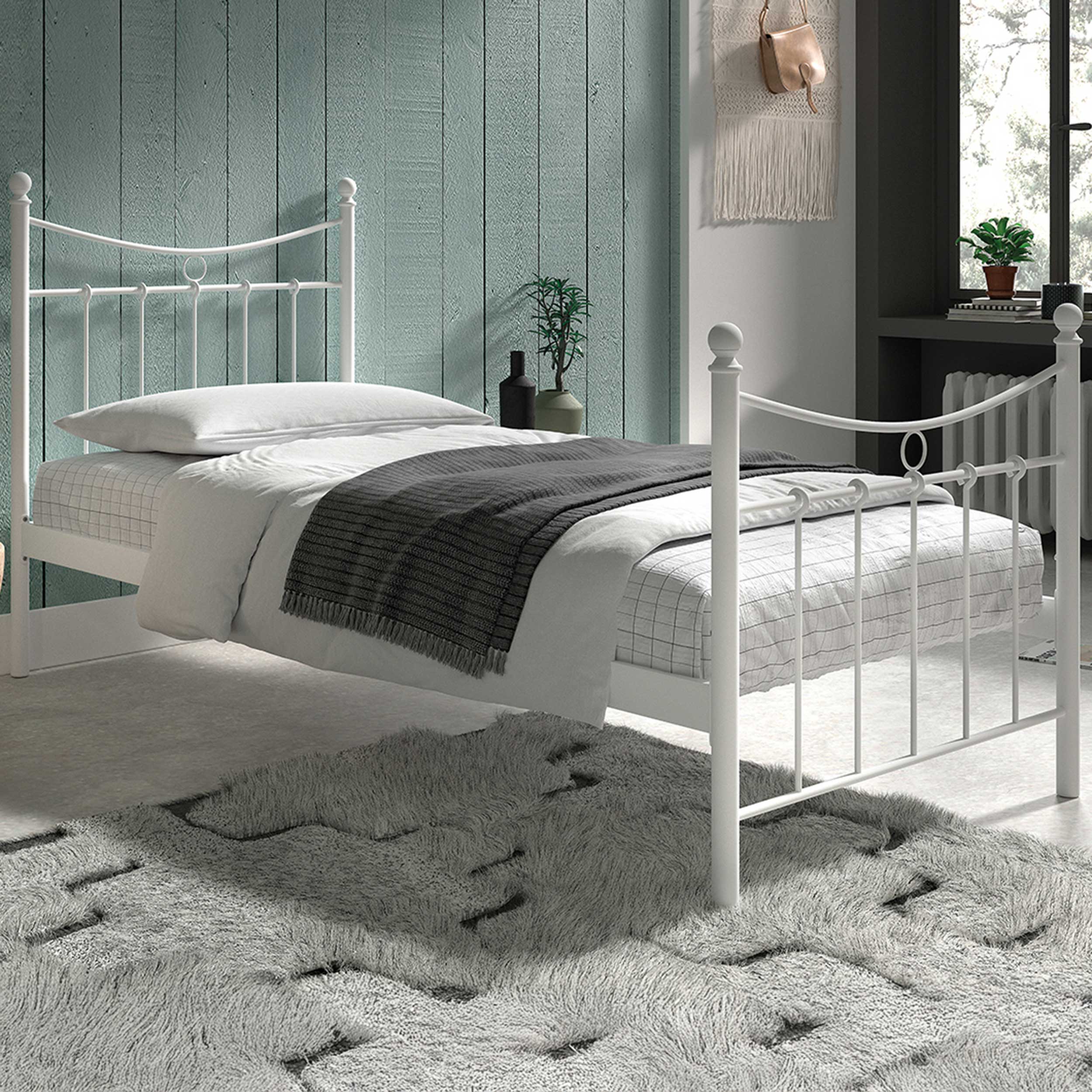 Lit Liza 90x200 avec sommier à lattes - blanc