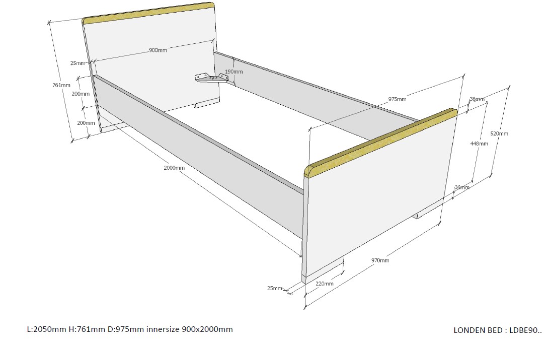 Lit London 90x200 avec lit gigogne - anthracite - Image 2