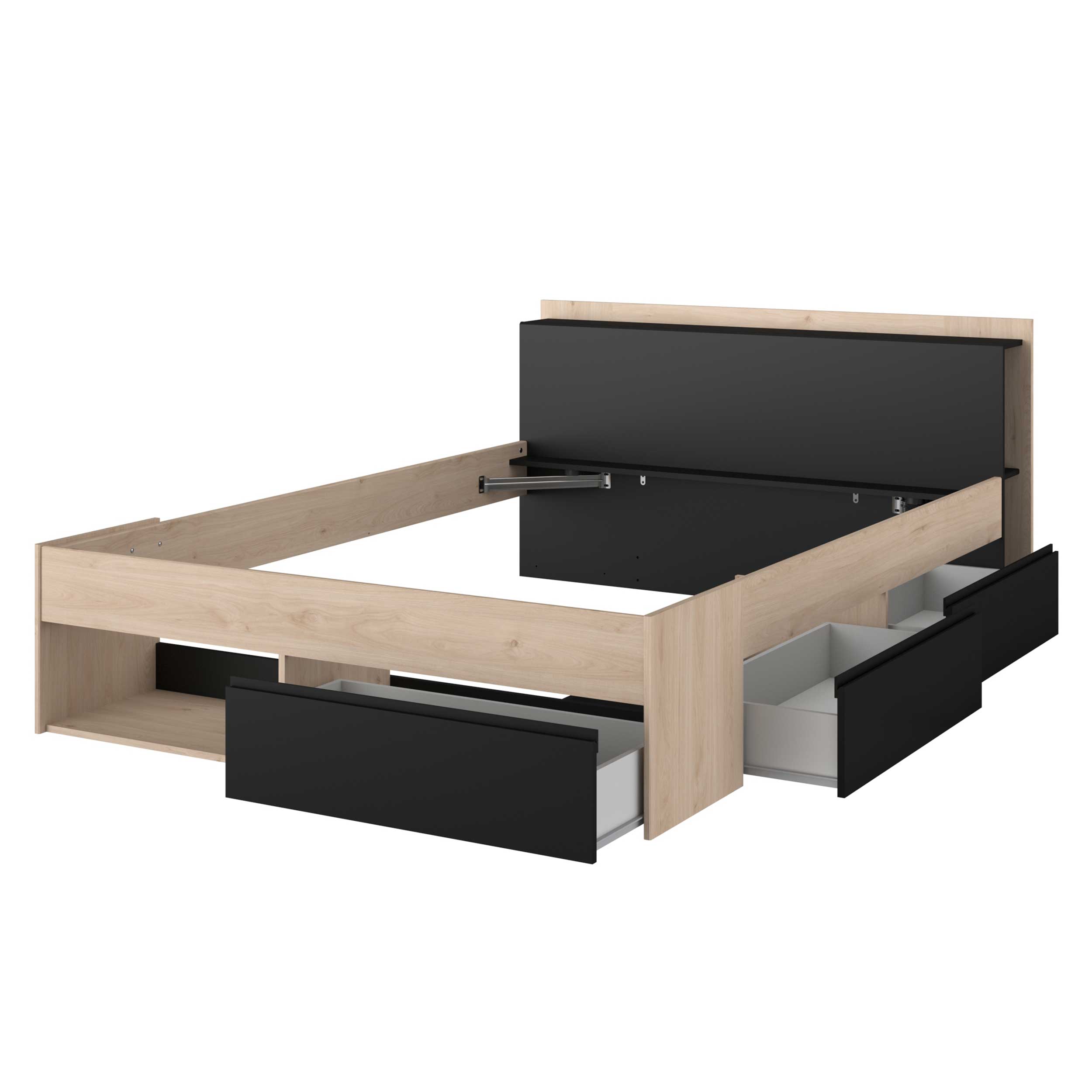 Lit Marseille 140x190/200cm avec tiroirs - noir - Image 4