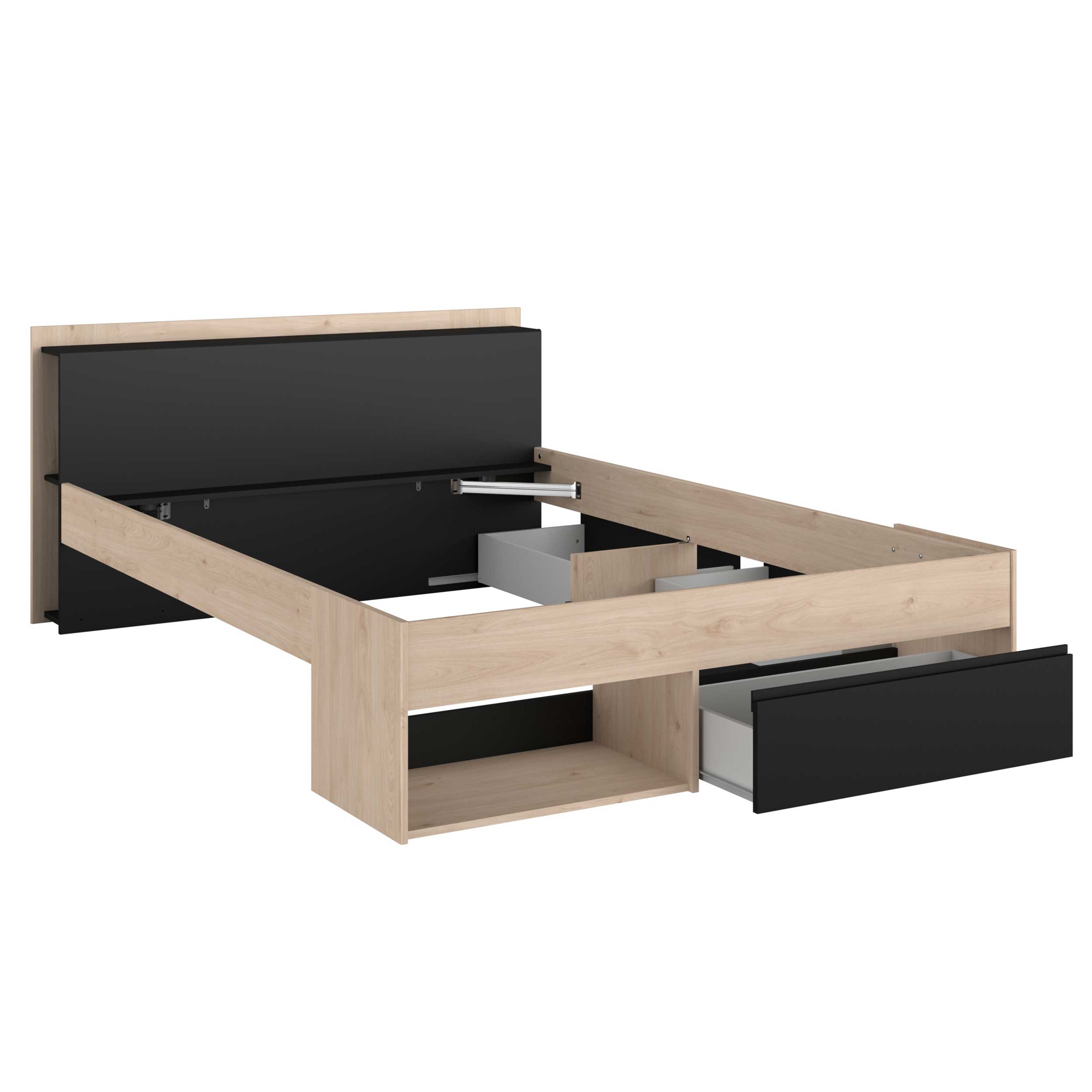 Lit Marseille 140x190/200cm avec tiroirs - noir - Image 7