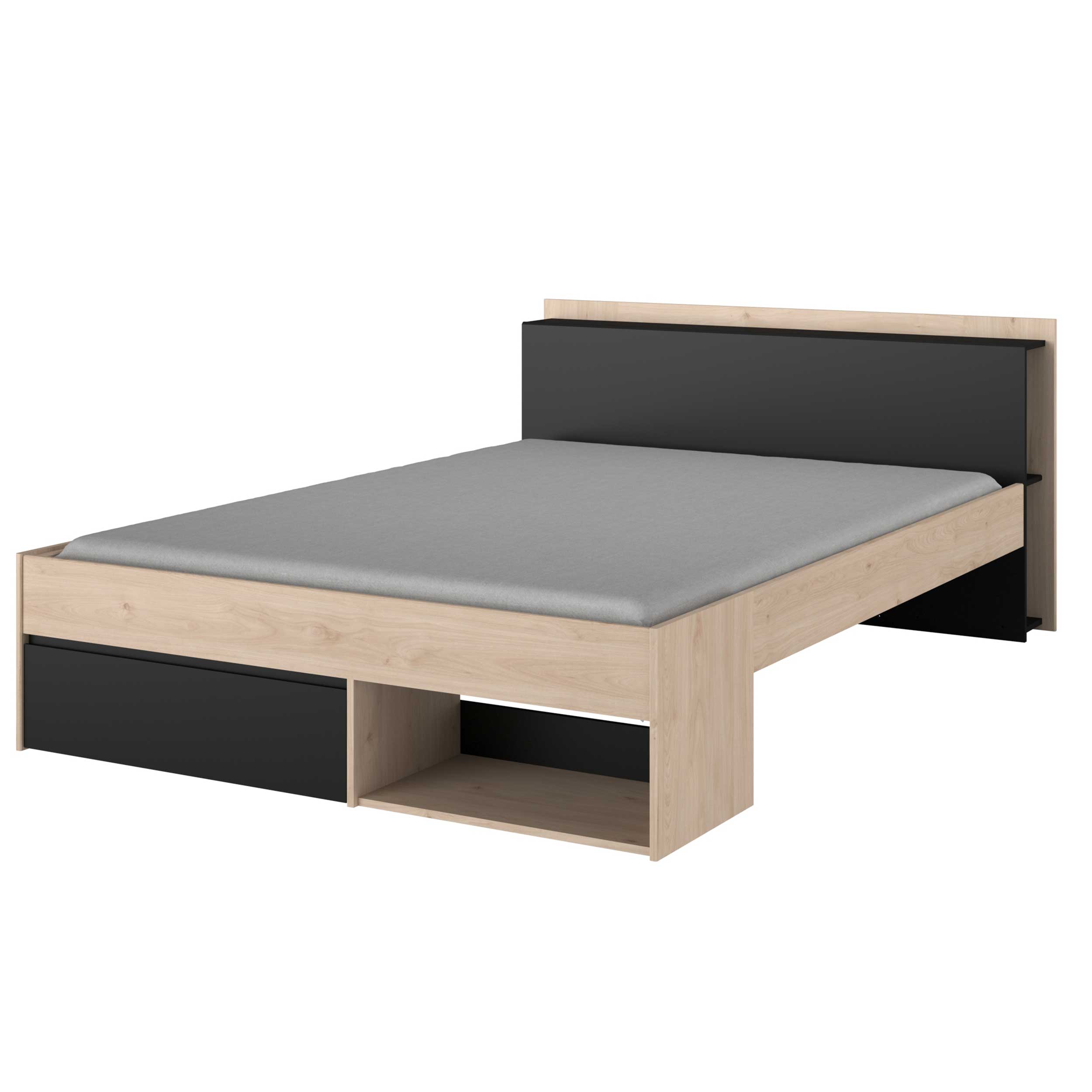 Lit Marseille 140x190/200cm avec tiroirs - noir - Image 9