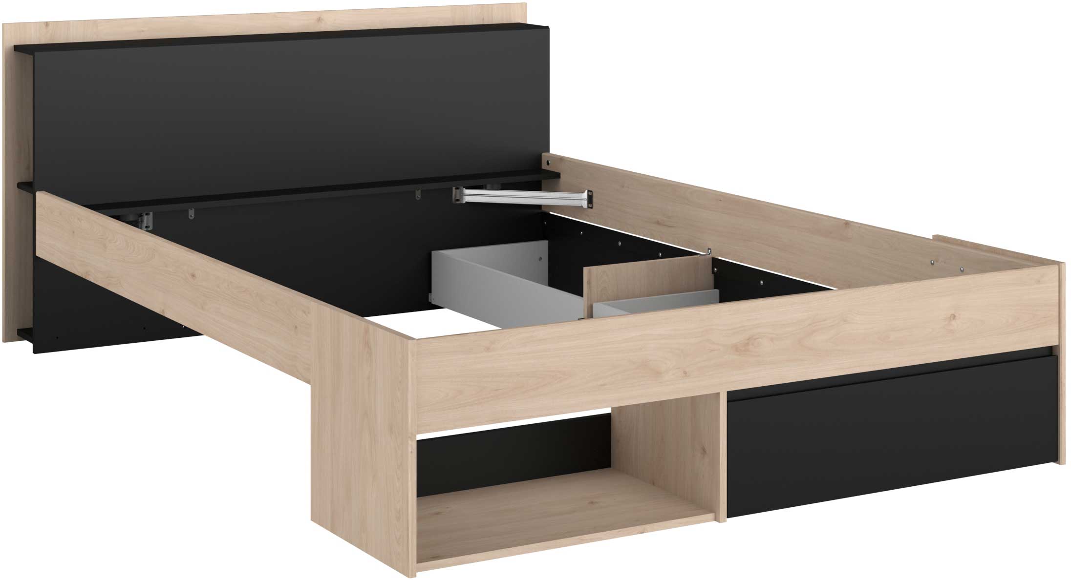 Lit Marseille 160x200cm - chêne/noir - Image 9