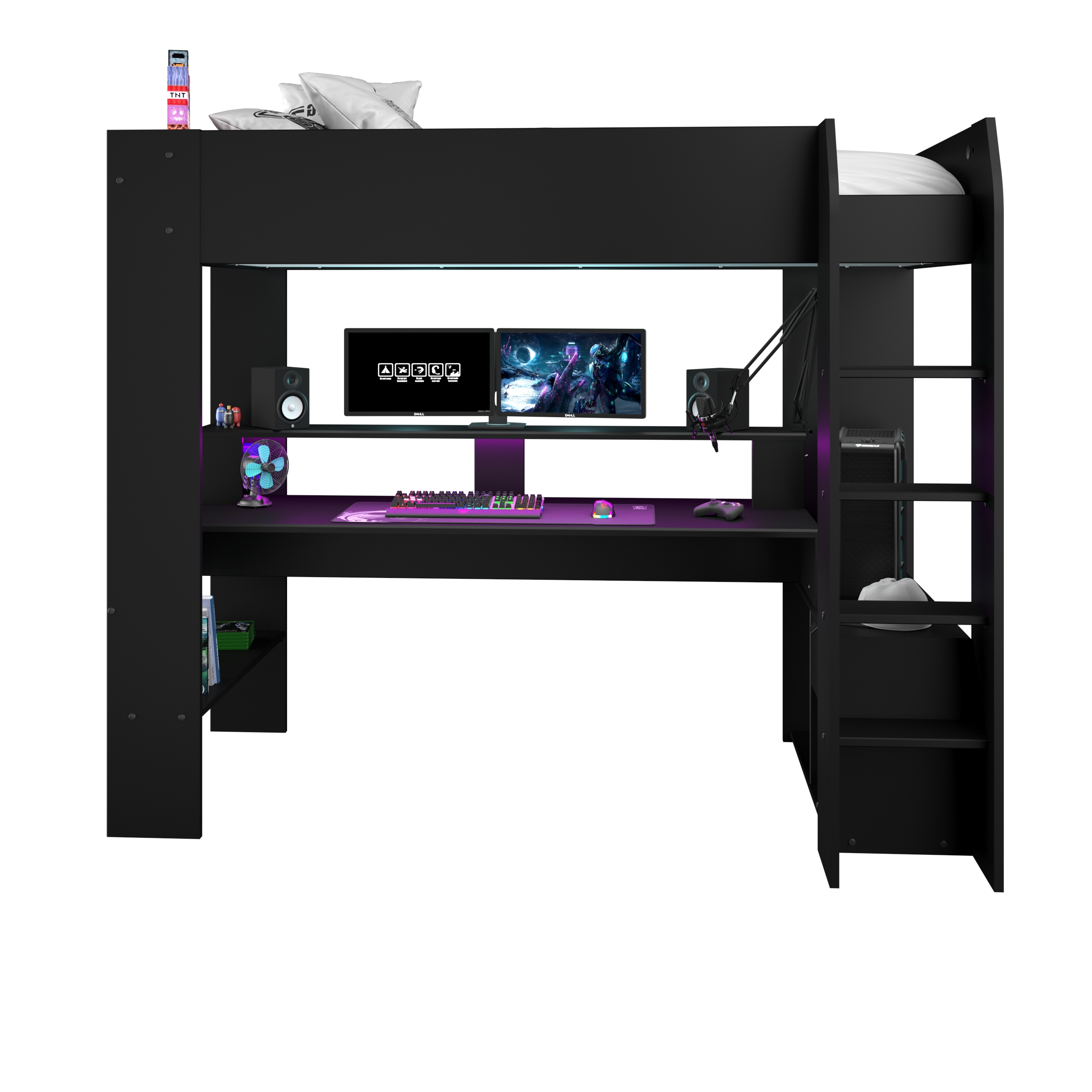 Lit mezzanine avec bureau Raider 90x200cm - noir - Image 12