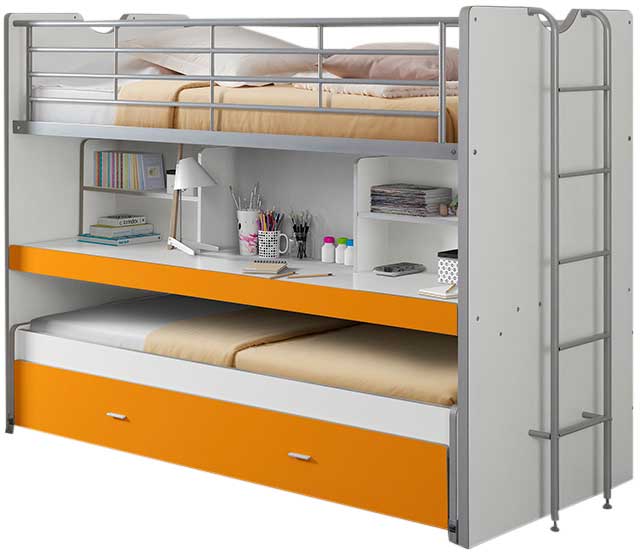 Lit mezzanine Bonny 80 avec bureau et tiroir de lit - orange - Image 3