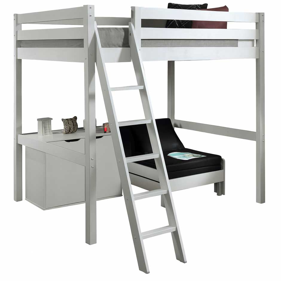 Lit mezzanine Claire 140x200 avec commode Charlotte & canapé-lit Lena - blanc - Image 7