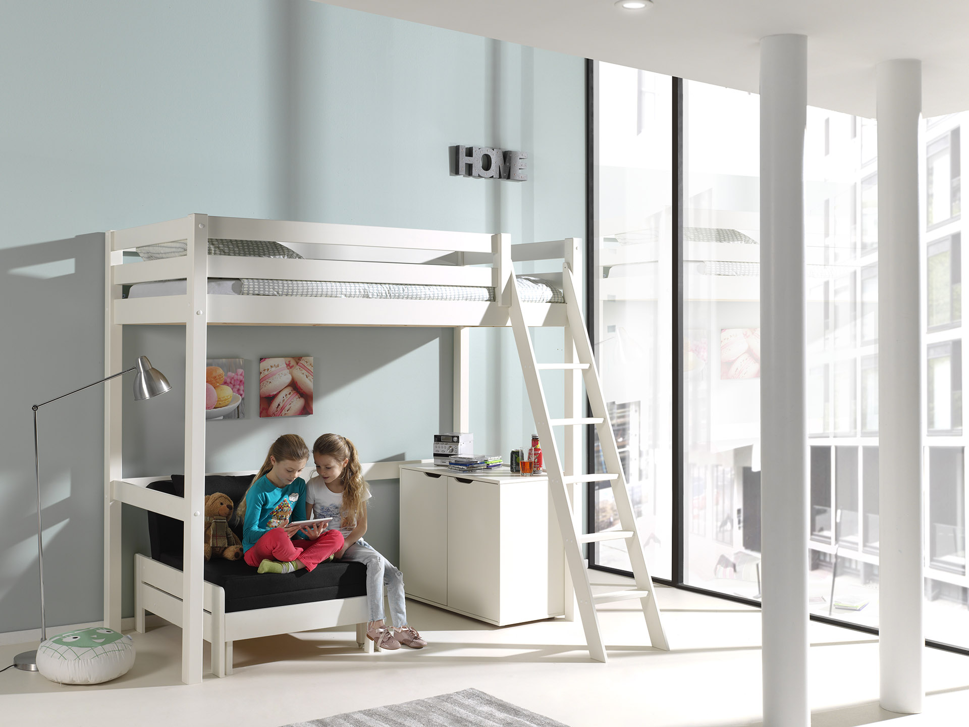 Lit mezzanine Claire avec commode Charlotte & canapé-lit Lena - blanc - Image 2