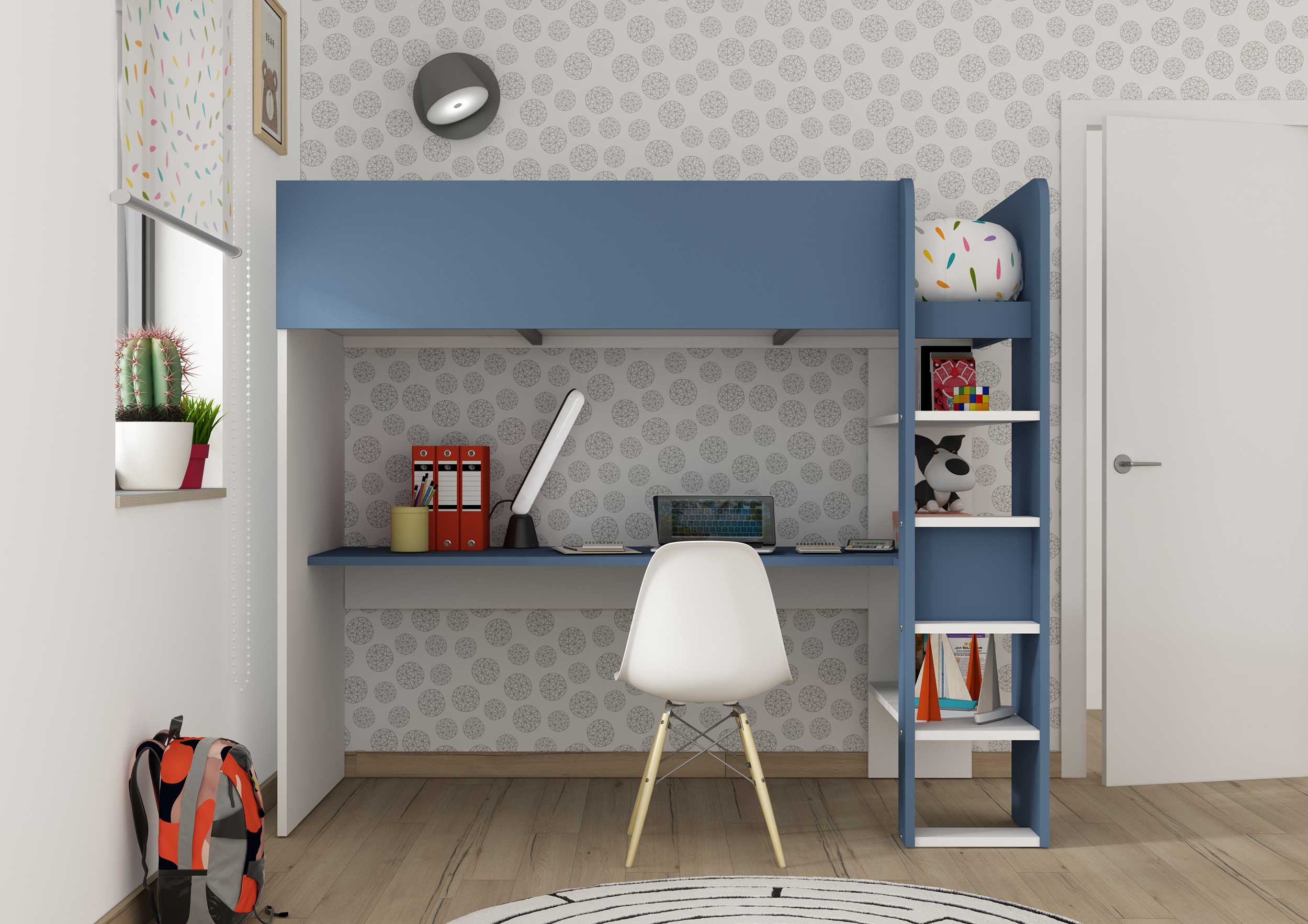 Lit mezzanine Jet avec bureau 90x200cm - bleu - Image 10