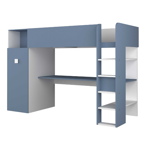Lit mezzanine Jet avec bureau et armoire 90x200cm - bleu - Image 4