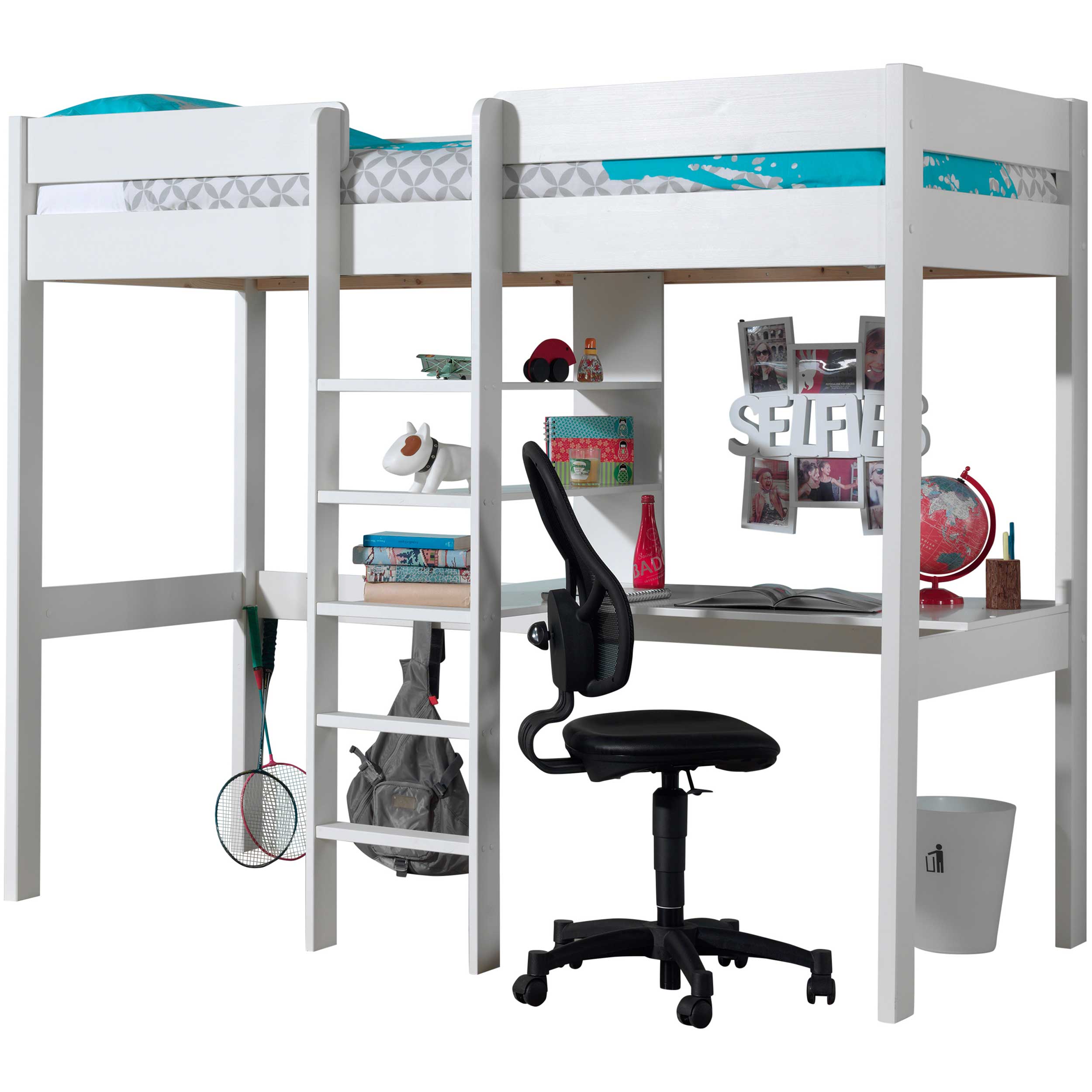 Lit mezzanine Lena avec bureau - blanc - Image 3