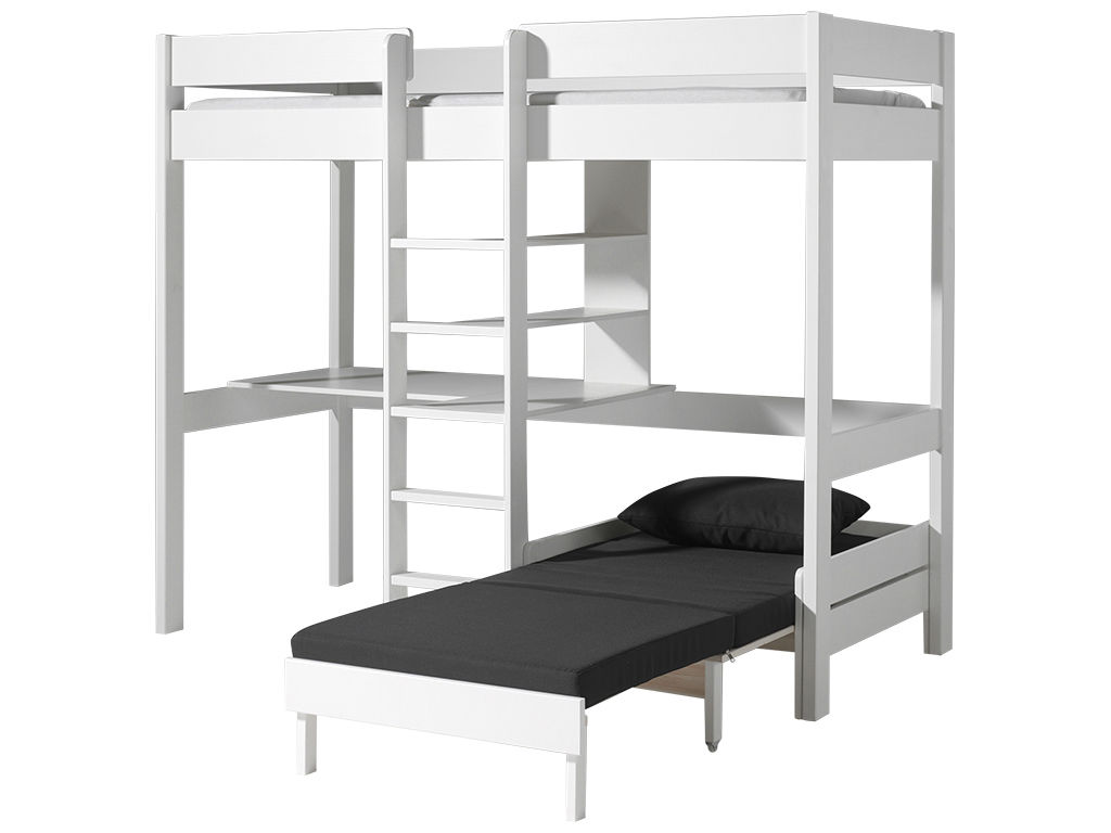 Lit mezzanine Lena avec bureau et canapé-lit - blanc - Image 7