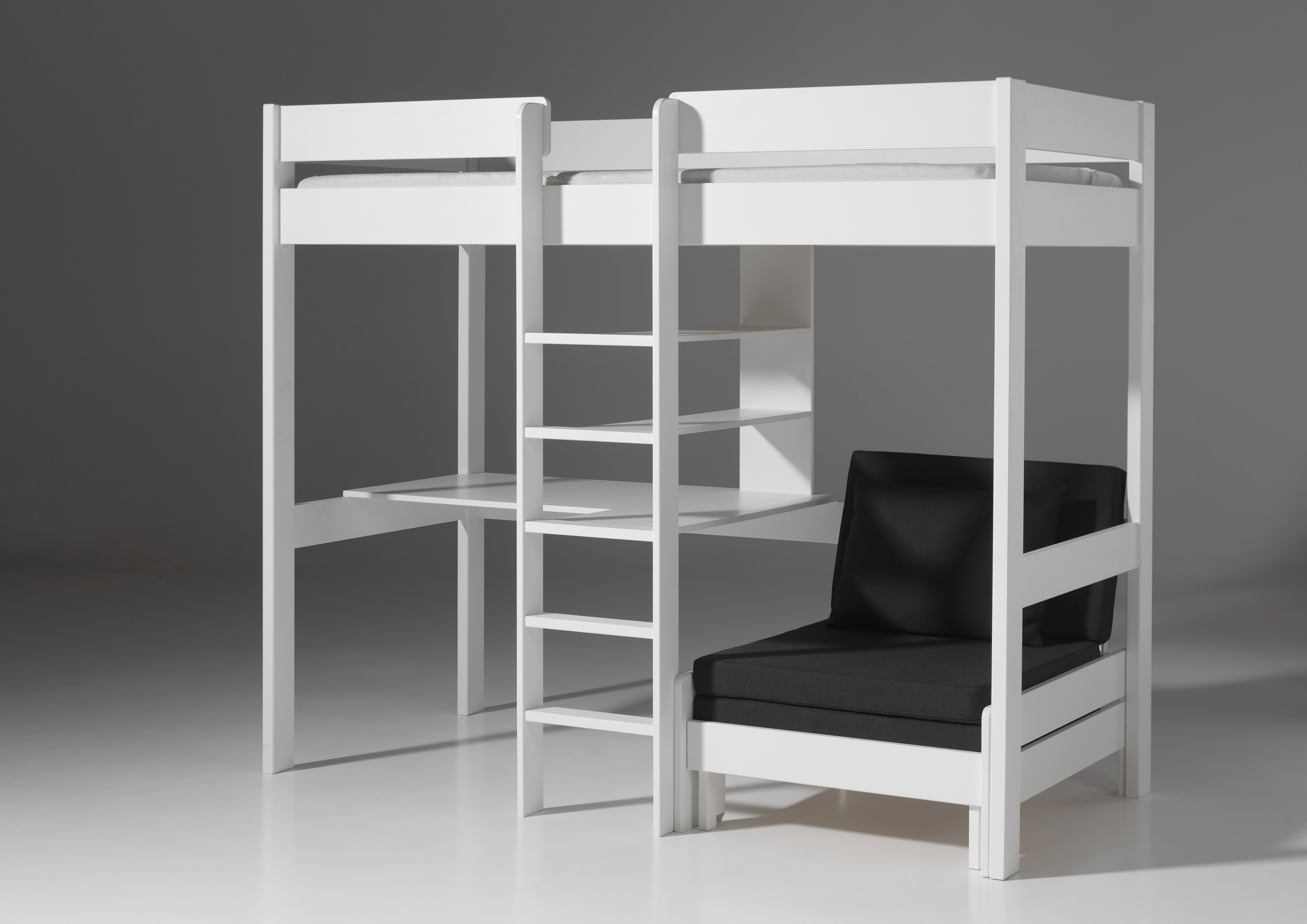 Lit mezzanine Lena avec bureau et canapé-lit - blanc - Image 9