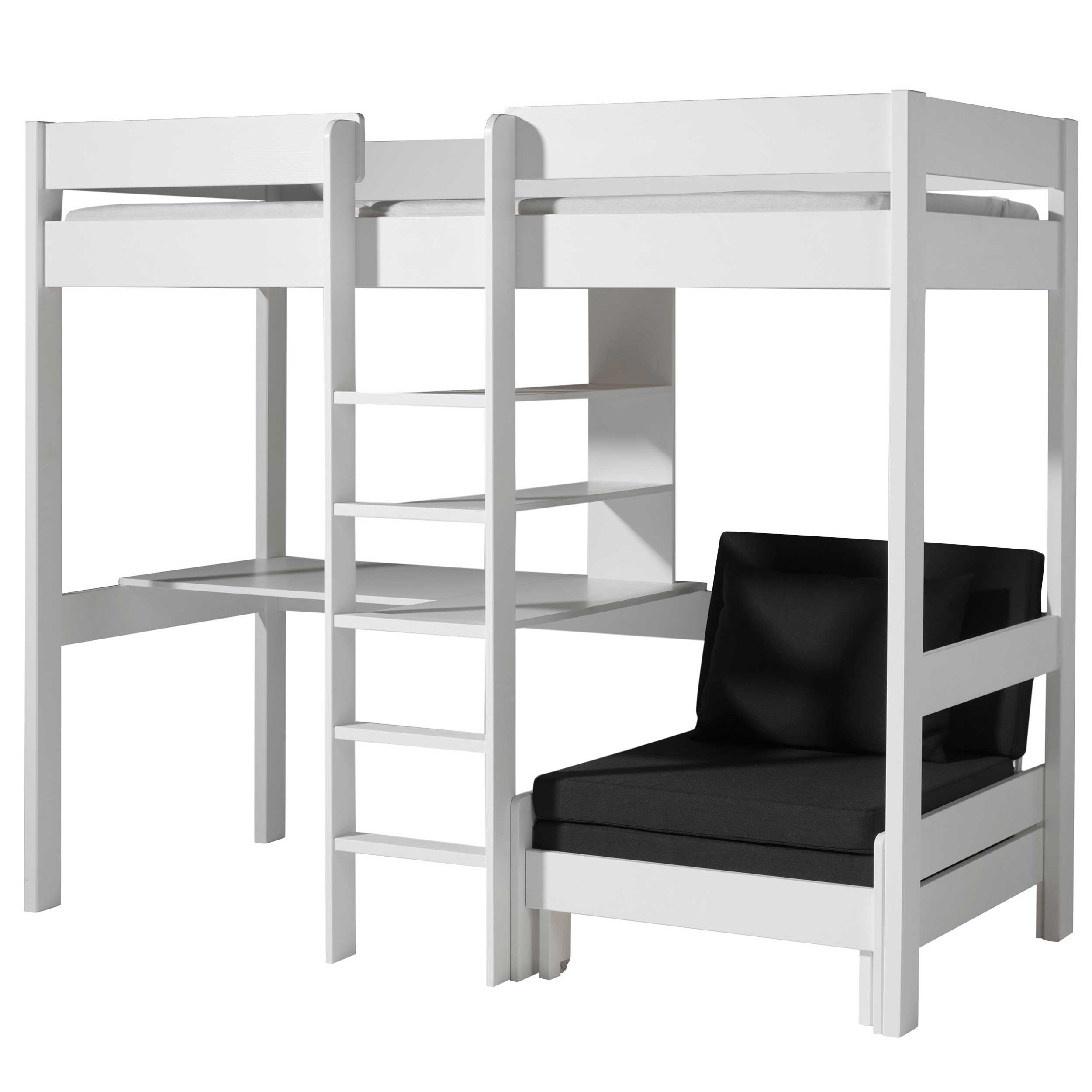 Lit mezzanine Lena avec bureau et canapé-lit - blanc - Image 10