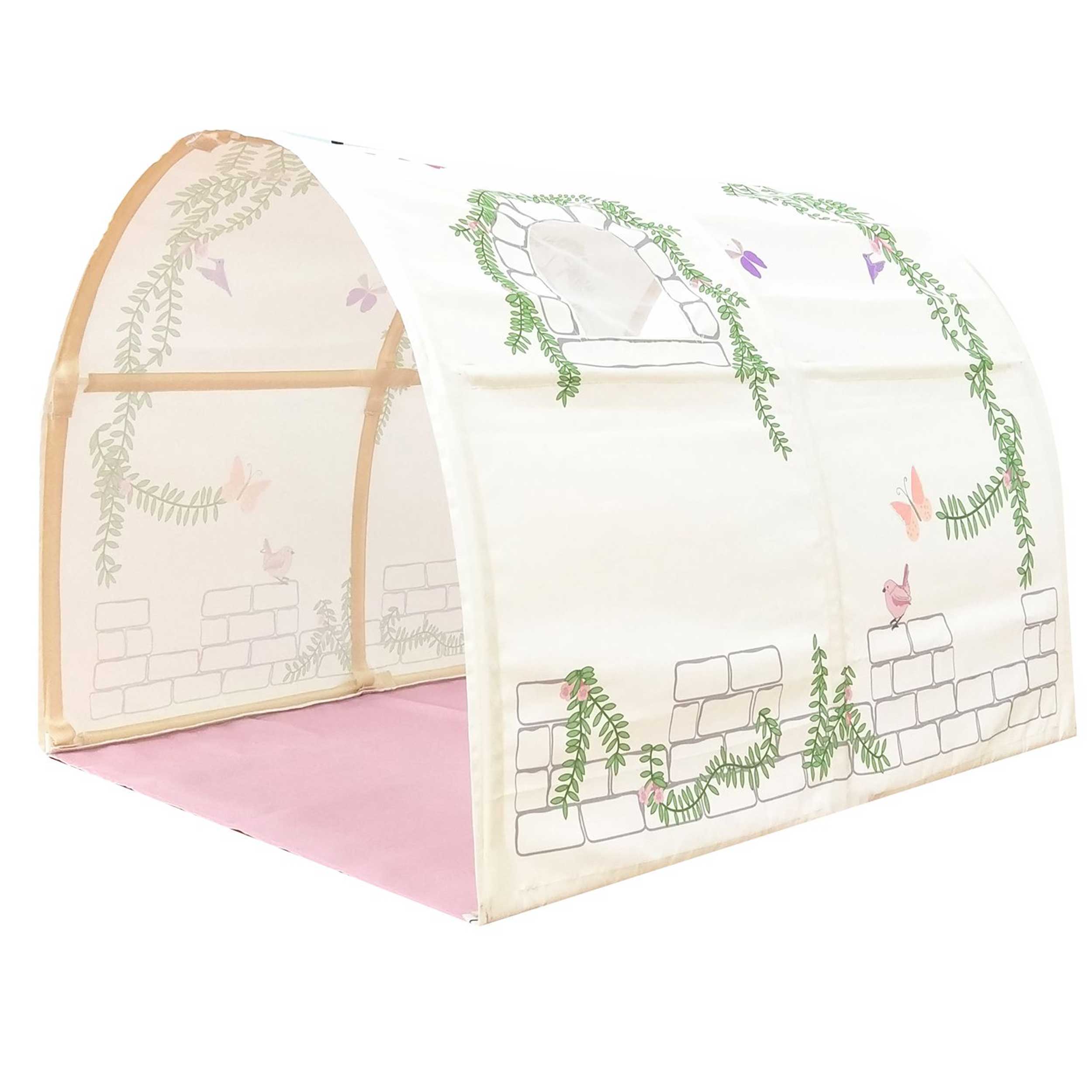 Lit mi-hauteur Astrid avec tente et tunnel de lit et sacs de rangement Birdy - blanc - Image 3