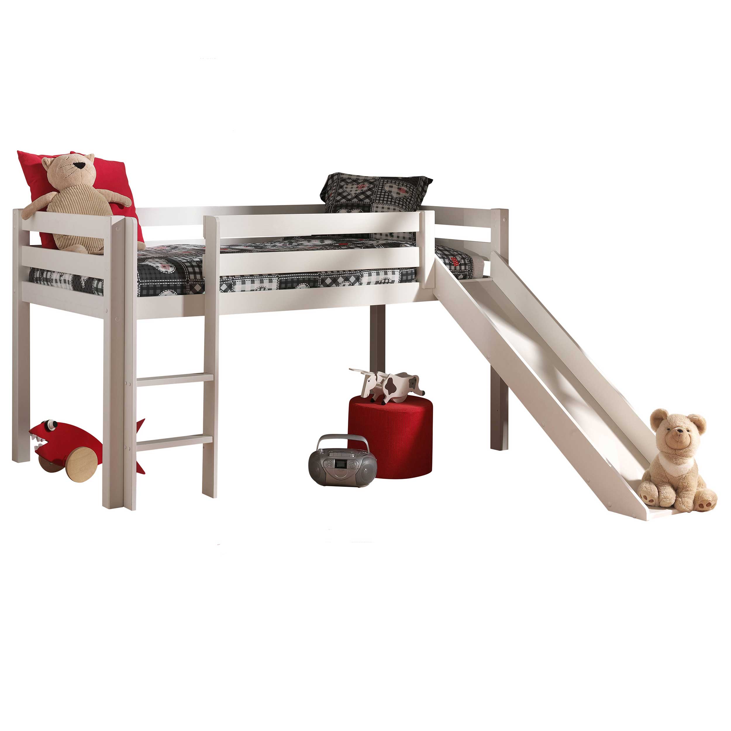 Lit mi-hauteur Astrid avec tente et tunnel de lit et sacs de rangement Birdy - blanc - Image 6