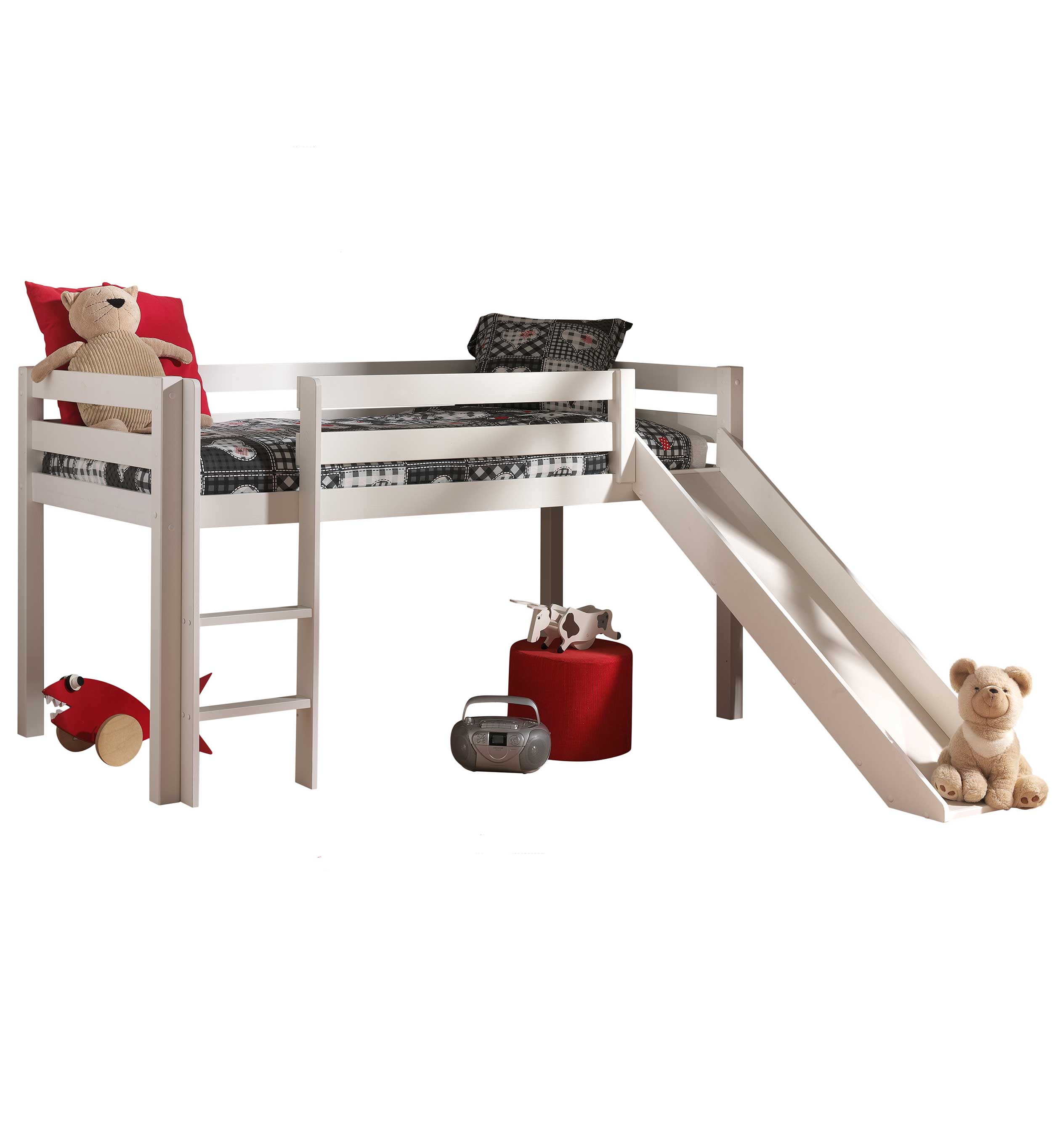 Lit mi-hauteur Astrid avec tente et tunnel de lit et sacs de rangement Princess II - blanc - Image 6