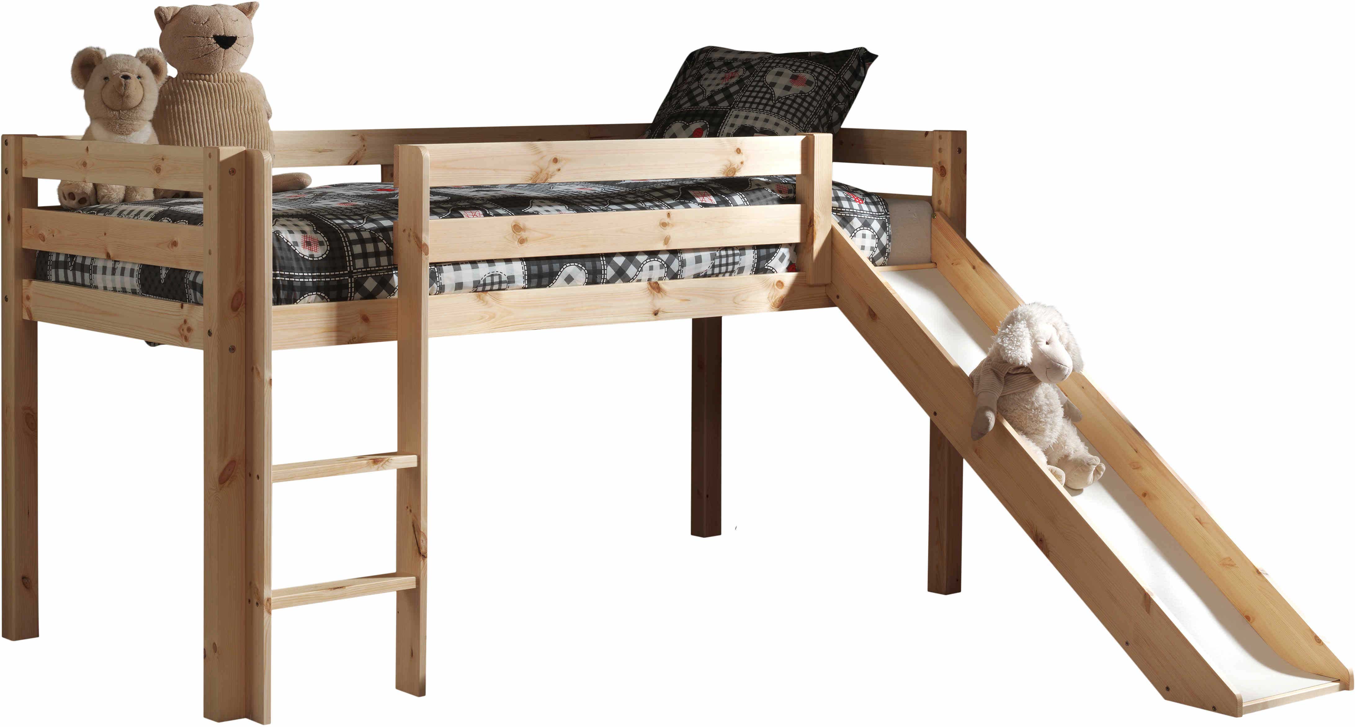 Lit mi-hauteur Astrid avec tente et tunnel de lit Princess II - bois de pin - Image 5