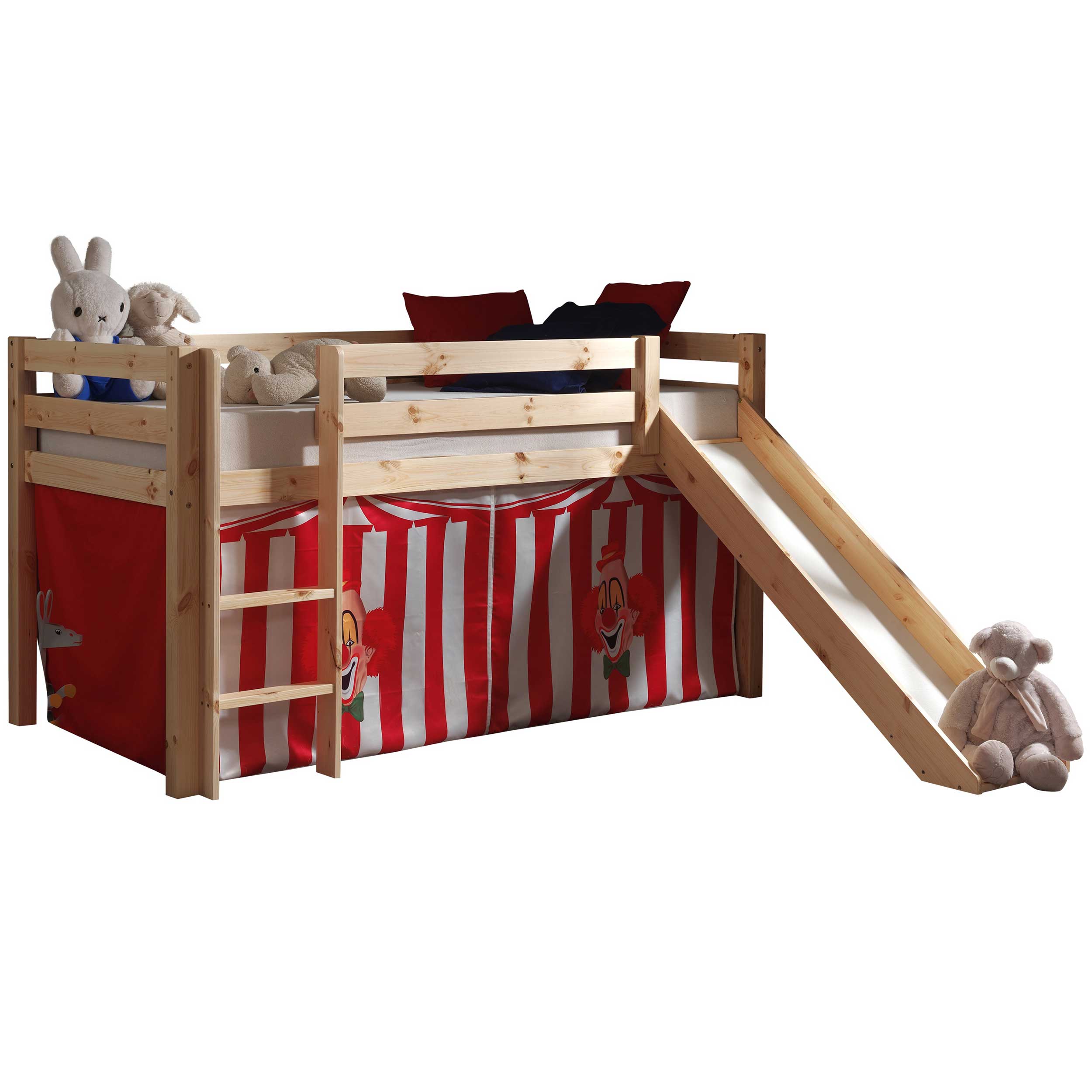 Lit mi-hauteur Astrid avec toboggan & tente de lit Cirque - bois de pin - Image 5