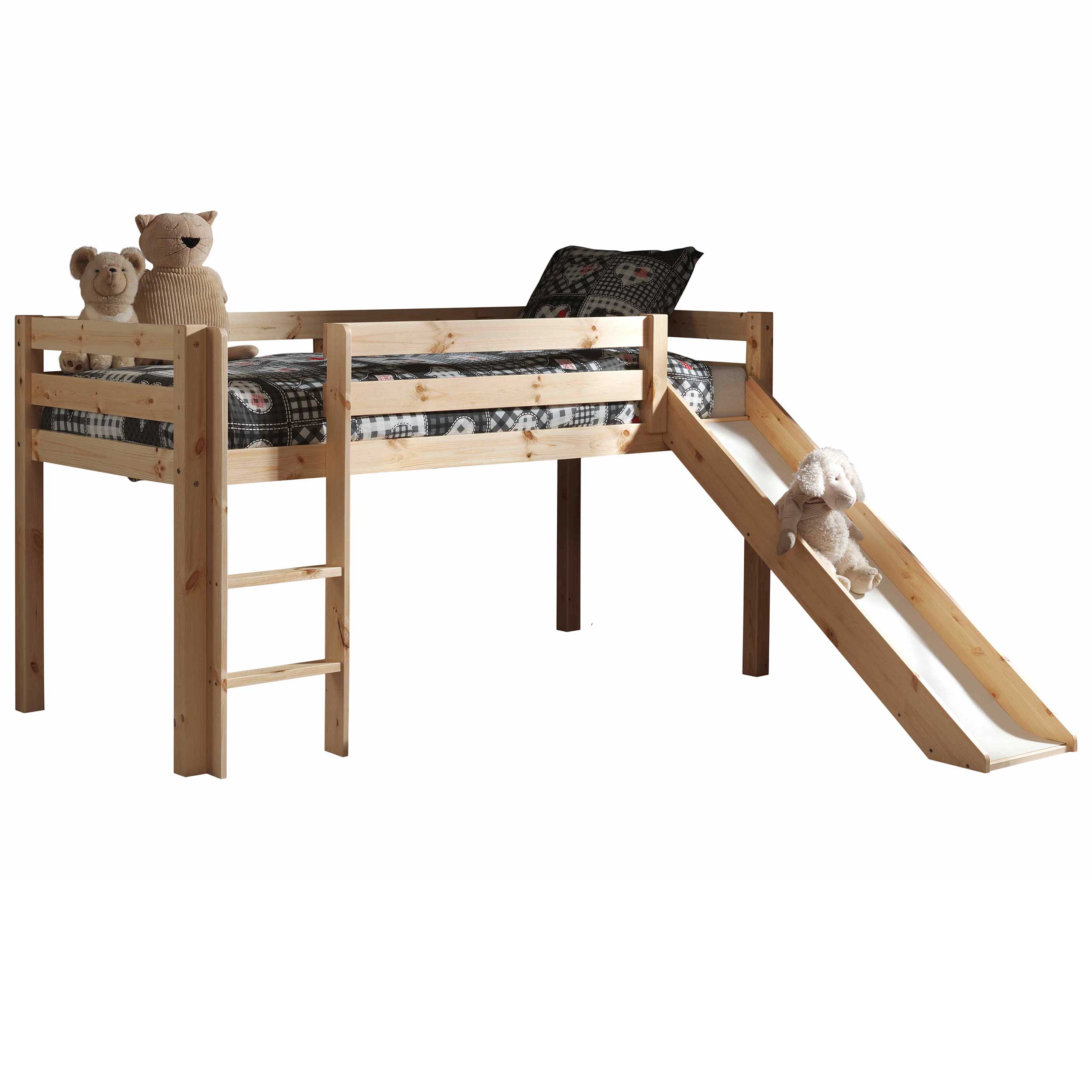Lit mi-hauteur Astrid avec toboggan & tente de lit Pirates - bois de pin - Image 4