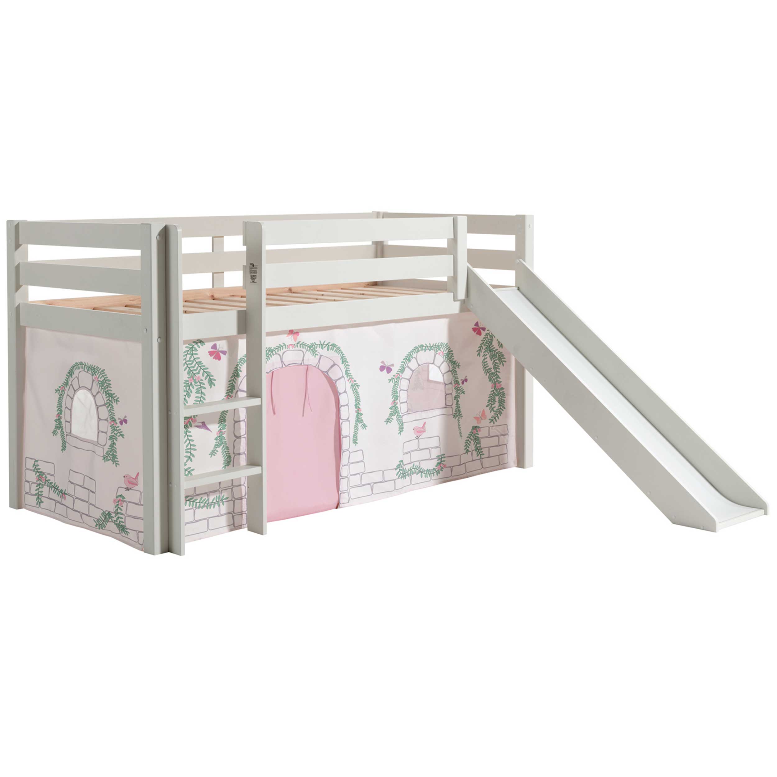 Lit mi-hauteur Astrid blanc avec toboggan - birdy - Image 6