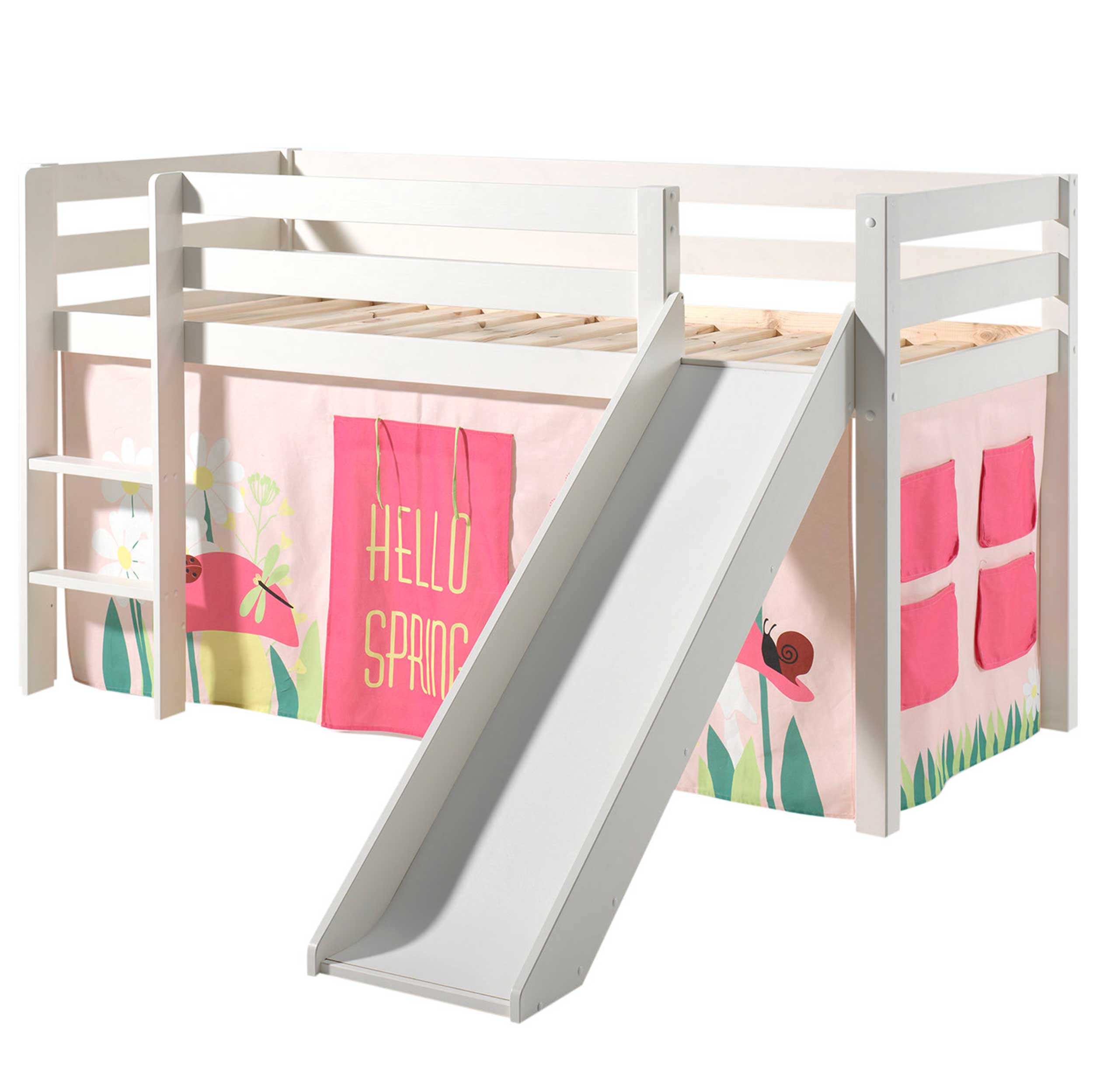 Lit mi-hauteur Astrid blanc avec toboggan - princess II - Image 4