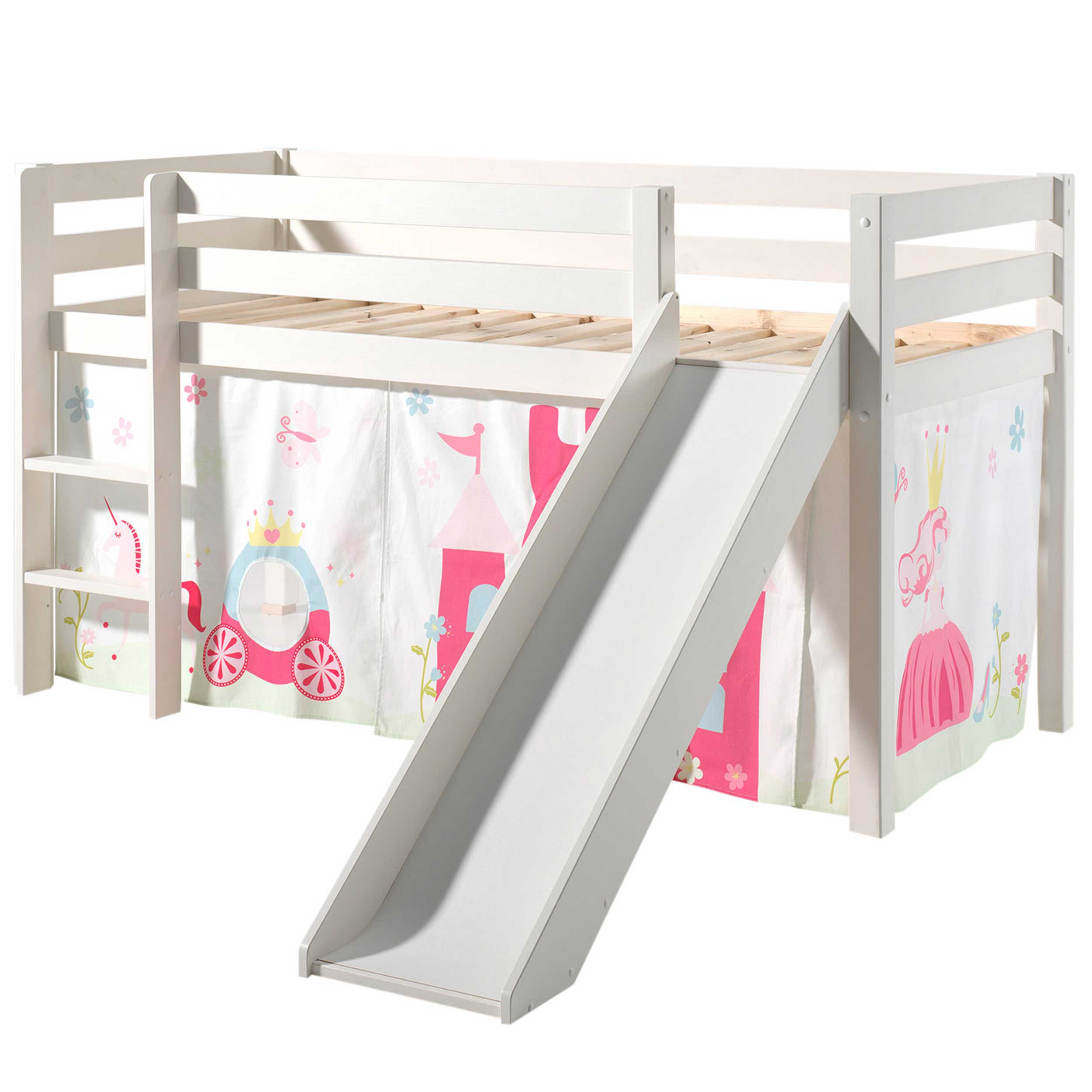 Lit mi-hauteur Astrid blanc avec toboggan - princess II - Image 6