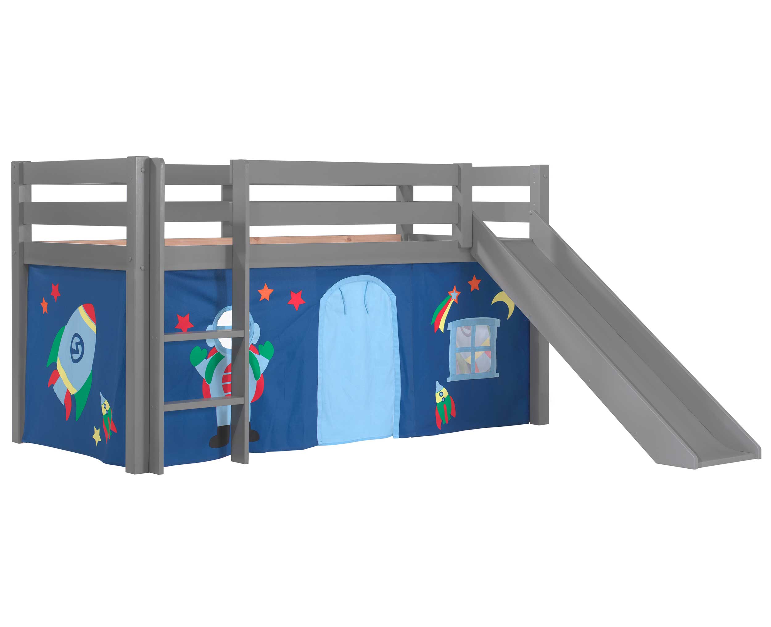 Lit mi-hauteur Astrid gris avec toboggan - astro - Image 3