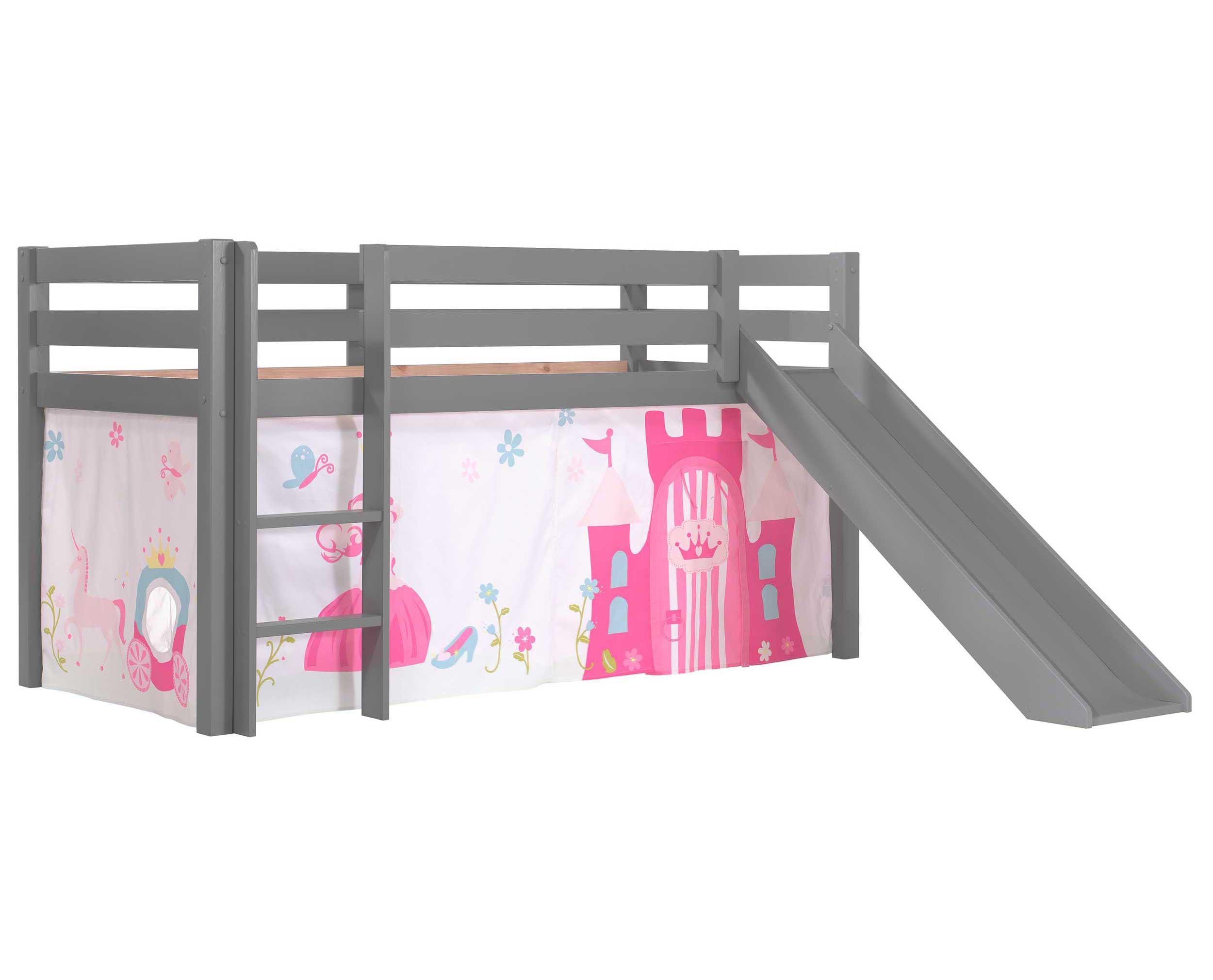 Lit mi-hauteur Astrid gris avec toboggan - princess II - Image 3