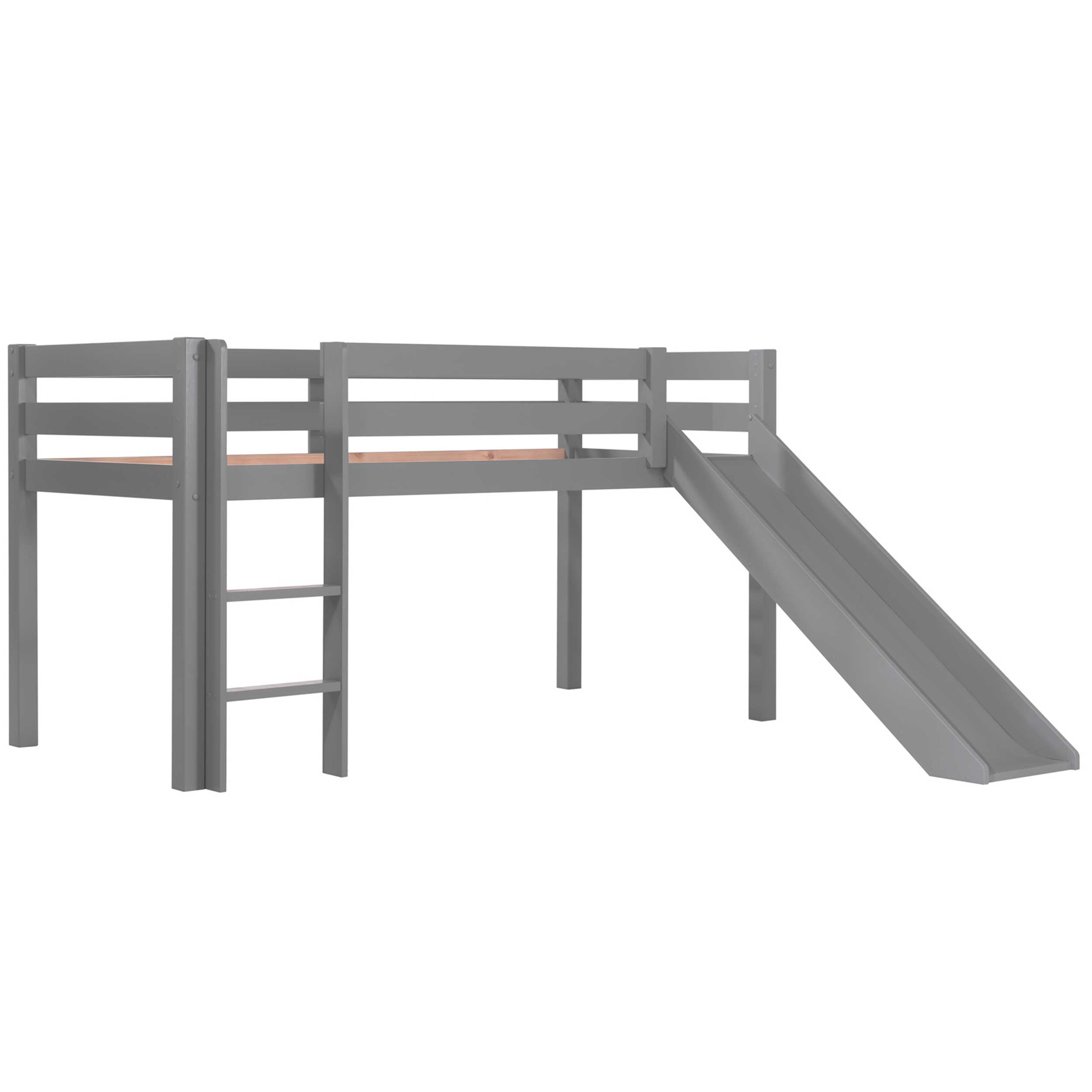 Lit mi-hauteur Astrid gris avec toboggan - spring - Image 4