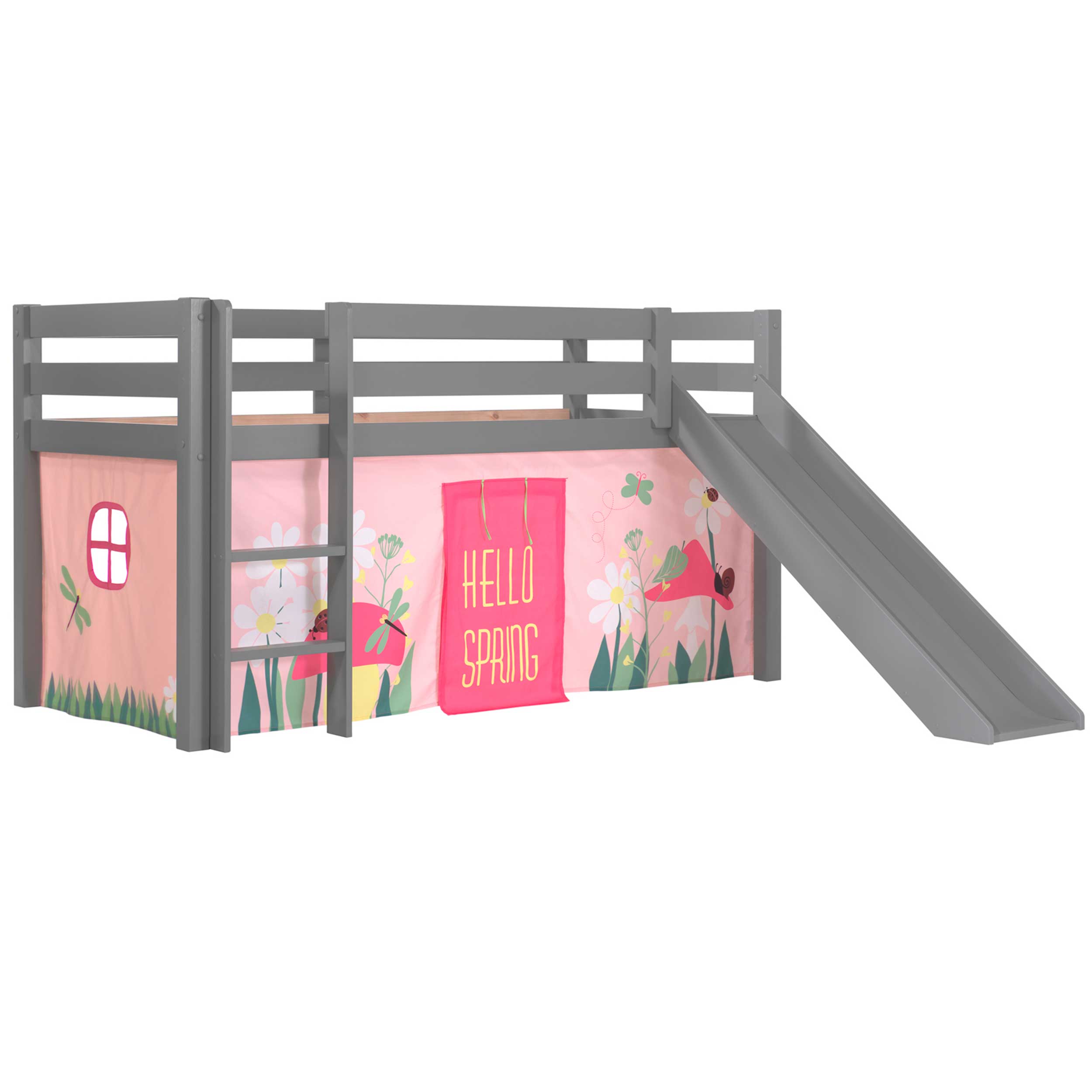Lit mi-hauteur Astrid gris avec toboggan - spring - Image 6