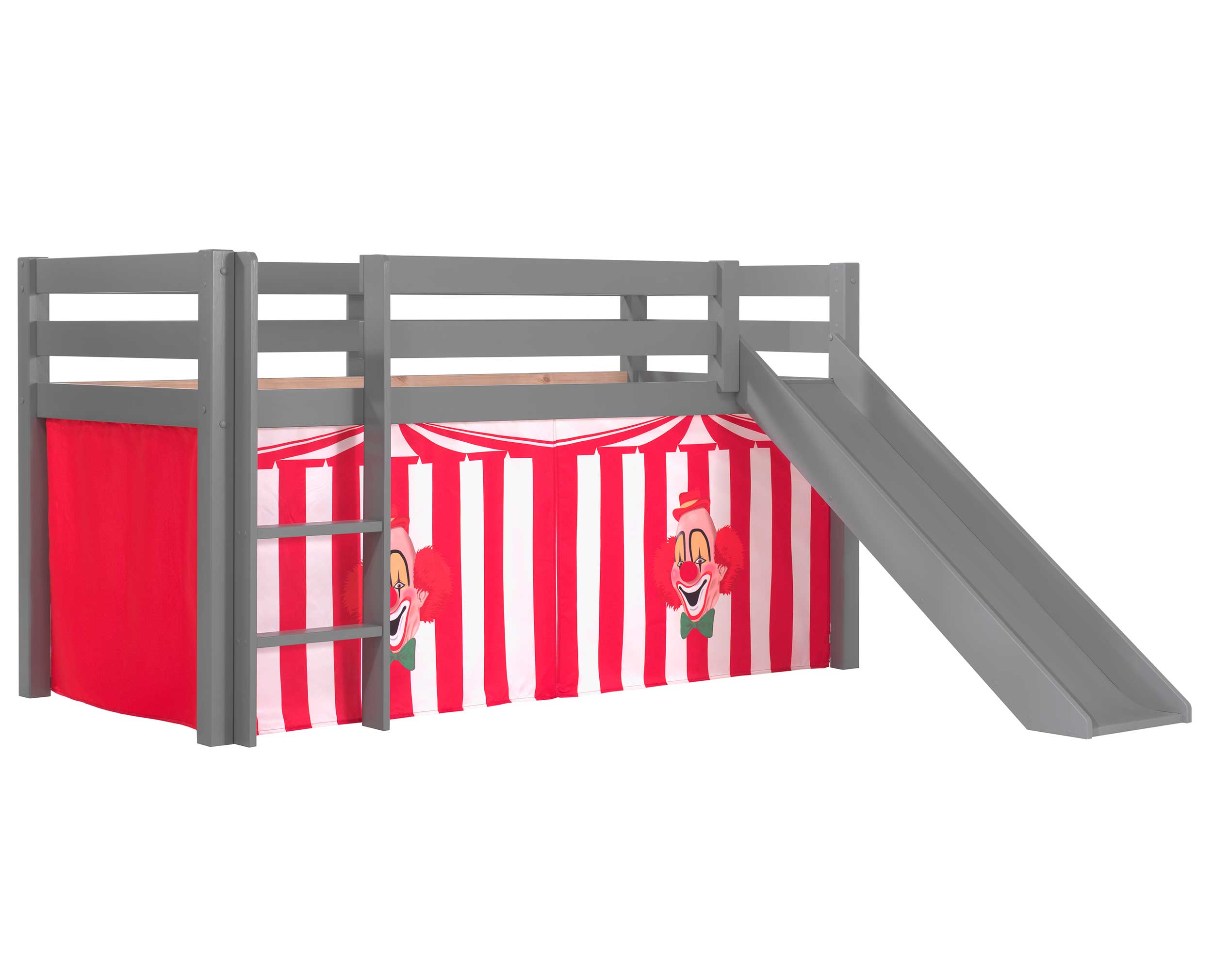 Lit mi-hauteur Astrid gris avec toboggan - tente cirque - Image 3