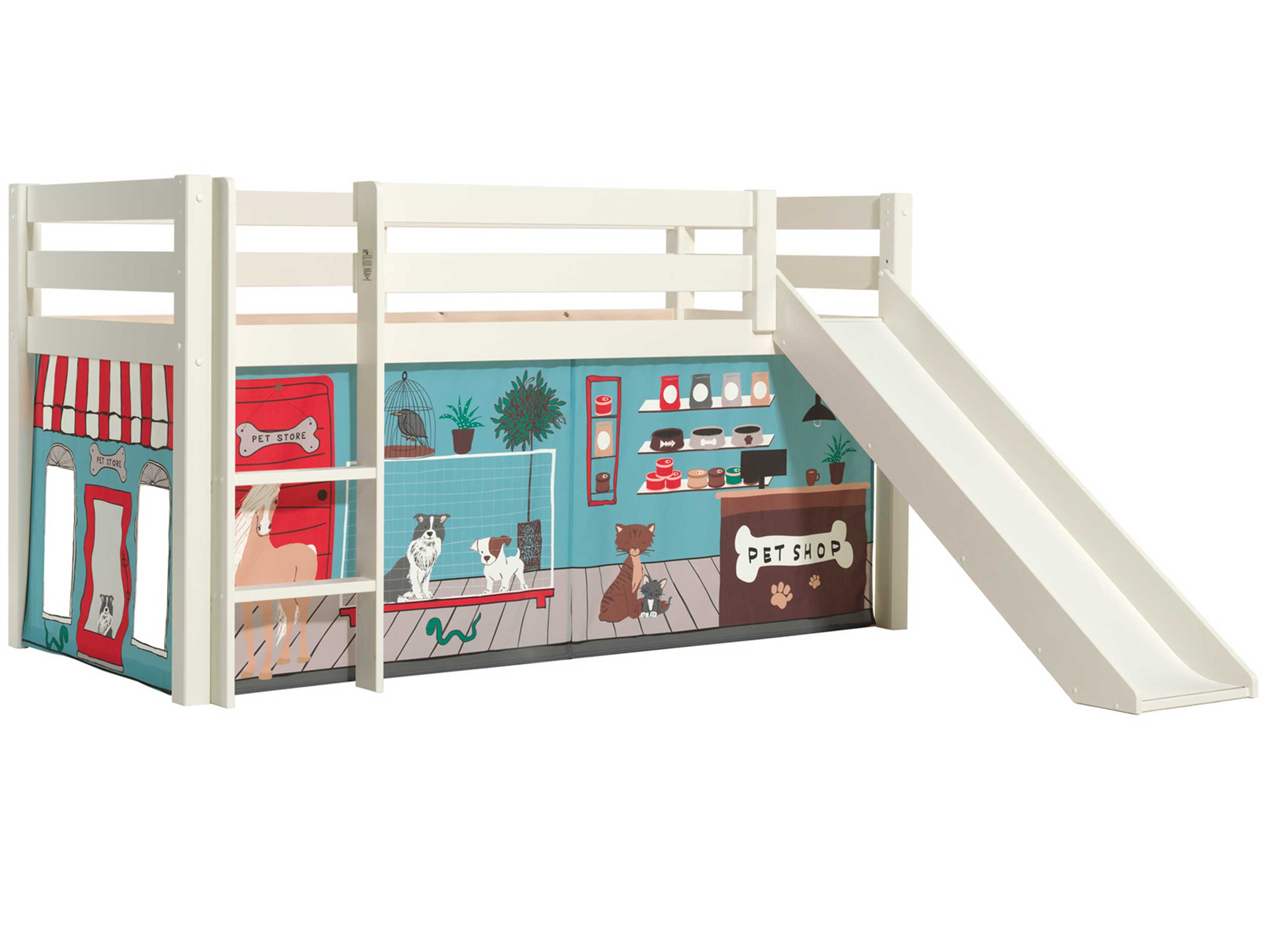 Lit mi-hauteur avec toboggan Astrid avec tente de lit Pet Shop - blanc - Image 5
