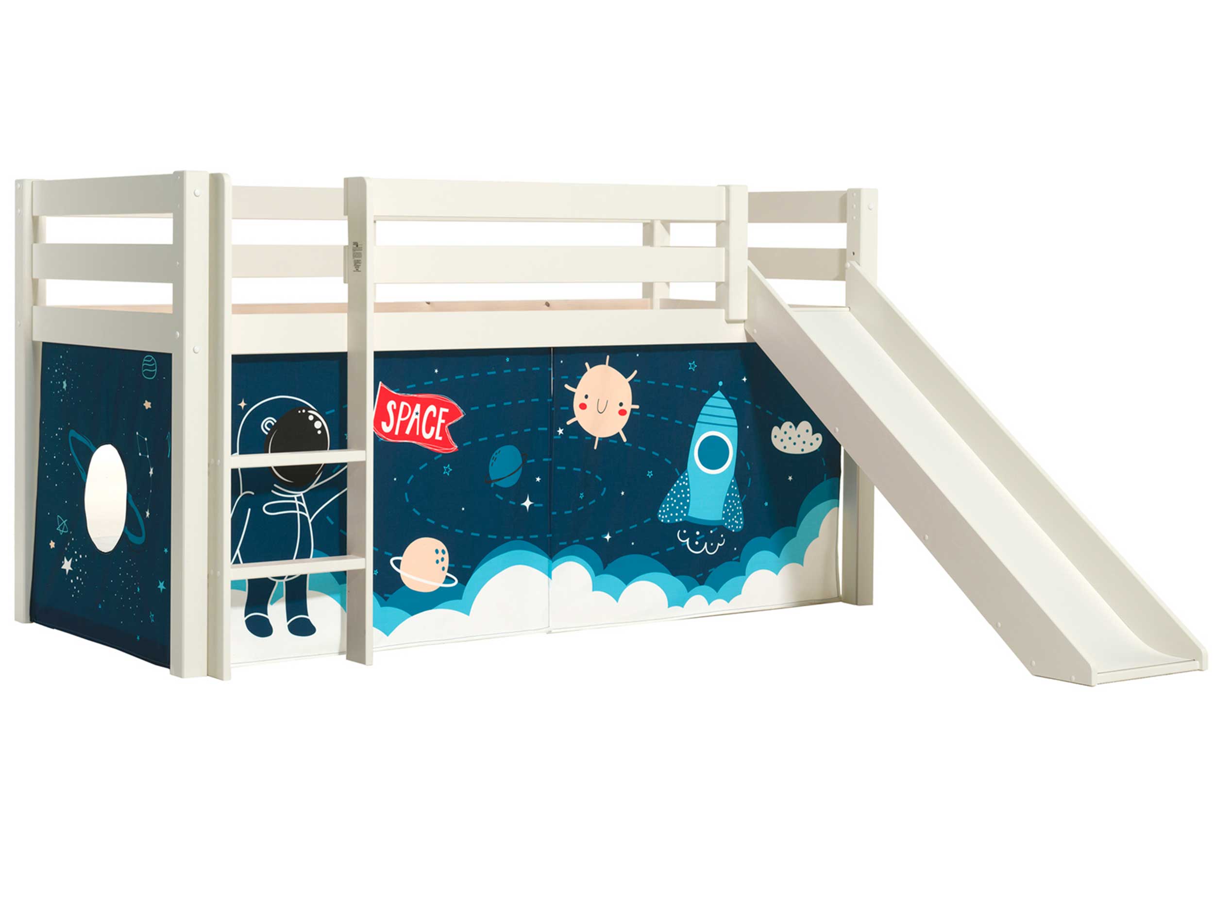 Lit mi-hauteur avec toboggan Astrid avec tente de lit Space Shuttle - blanc - Image 5