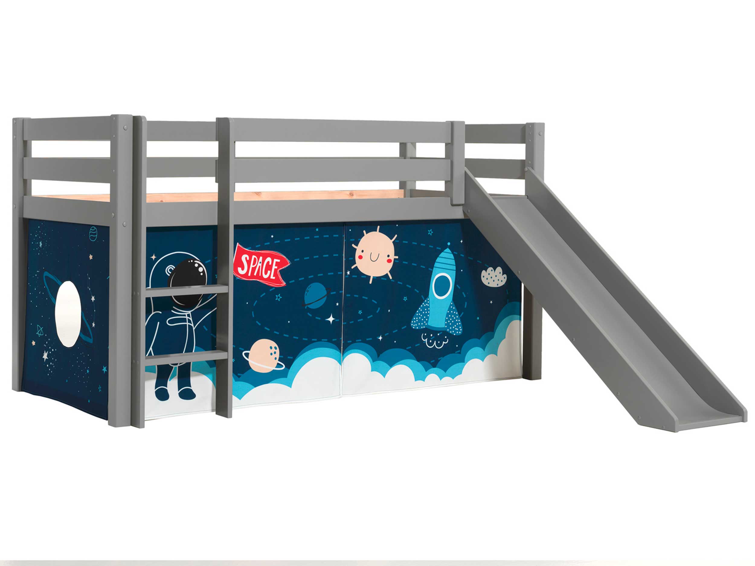 Lit mi-hauteur avec toboggan Astrid avec tente de lit Space Shuttle - gris - Image 6