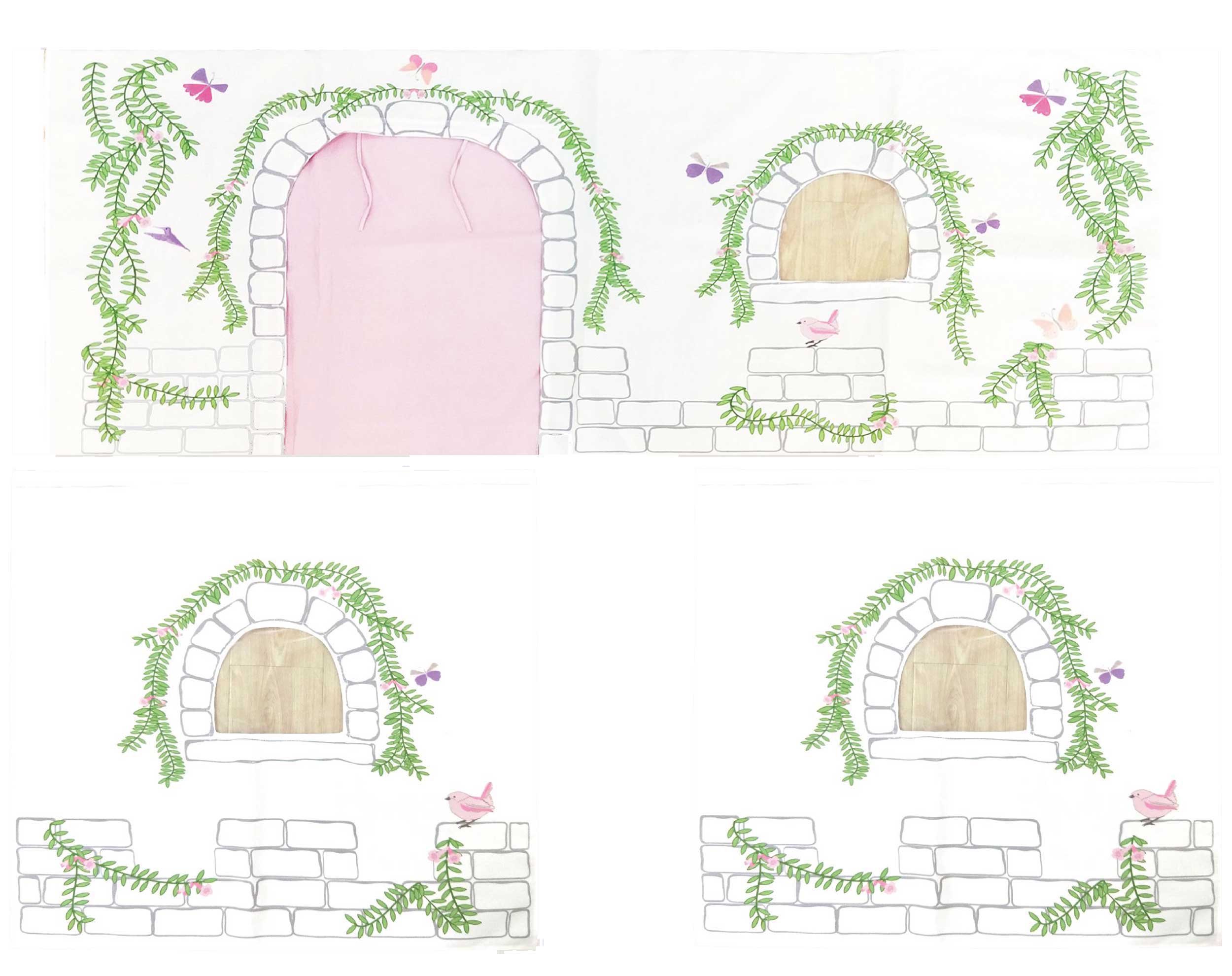 Lit mi-hauteur avec toboggan Astrid avec tente et sacs de rangement Birdy - bois de pin - Image 2