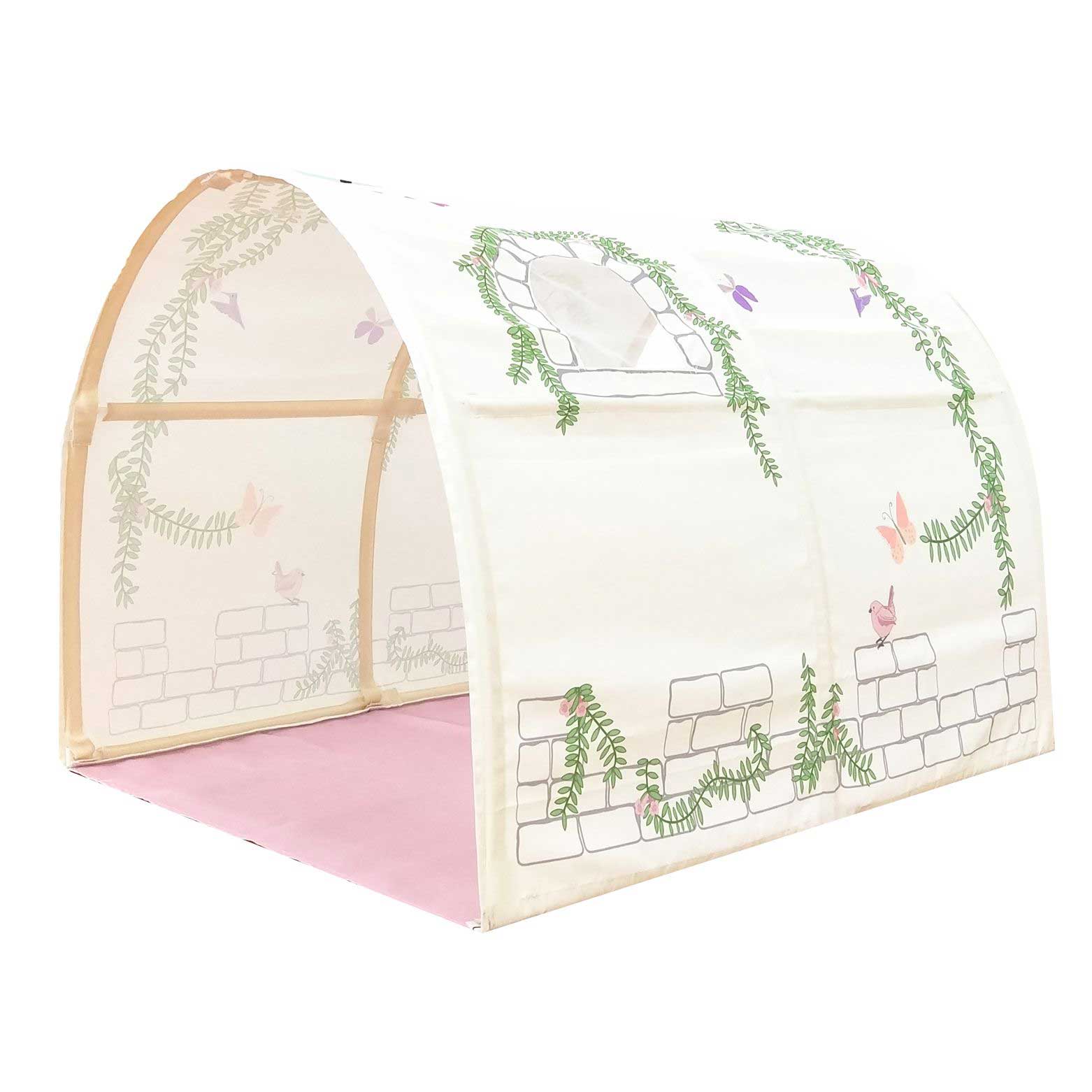 Lit mi-hauteur avec toboggan Astrid avec tente et tunnel de lit Birdy - bois de pin - Image 2