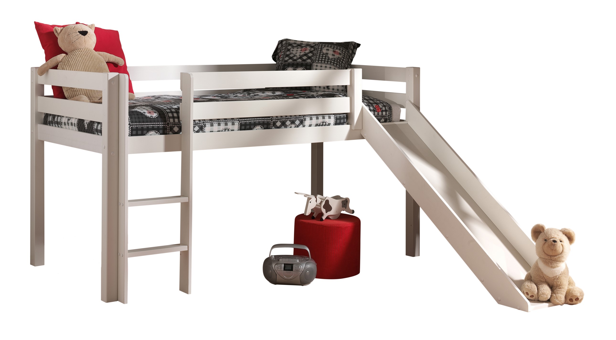 Lit mi-hauteur avec toboggan Astrid - blanc - Image 3