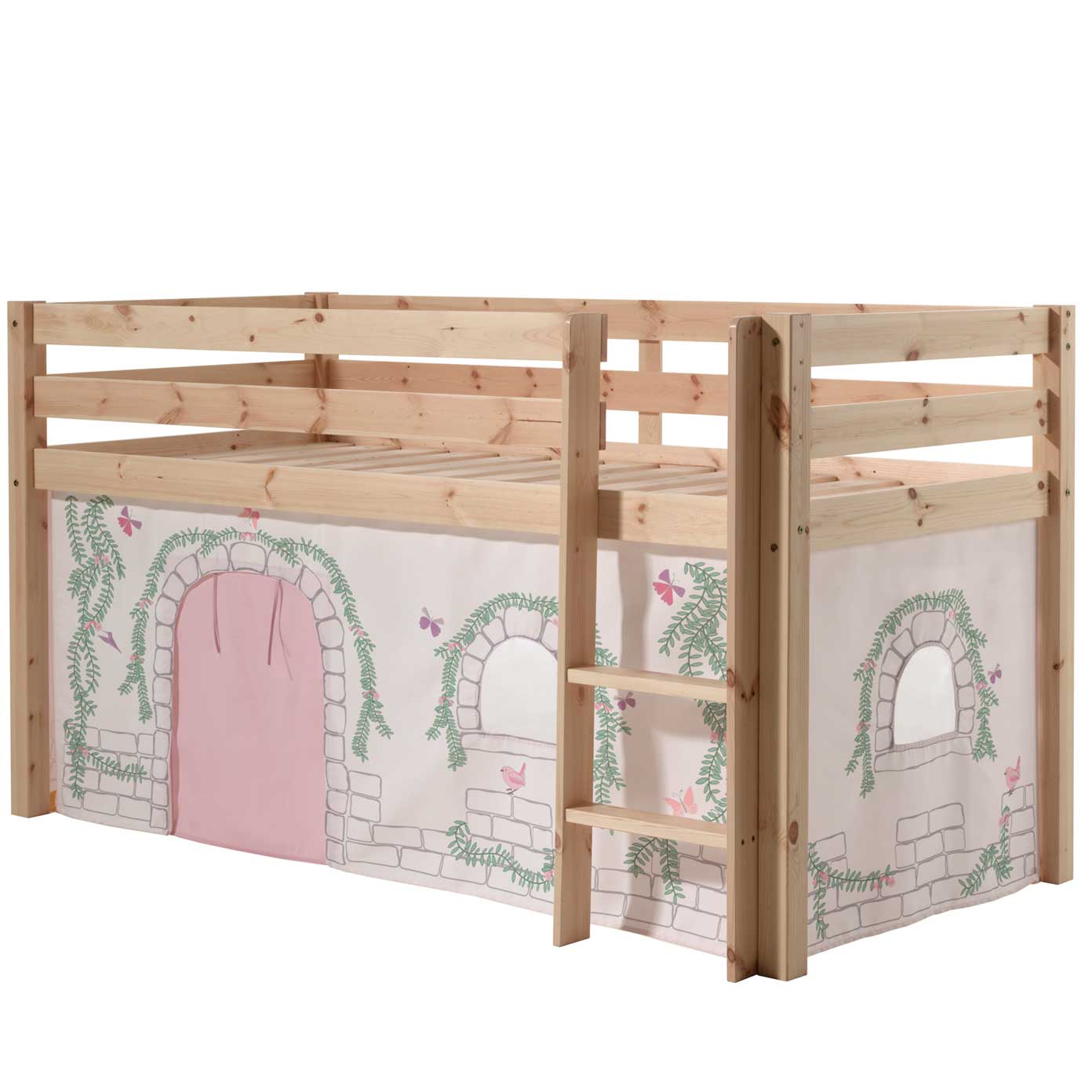 Lit mi-hauteur Charlotte avec tente de lit Birdy - bois de pin - Image 6