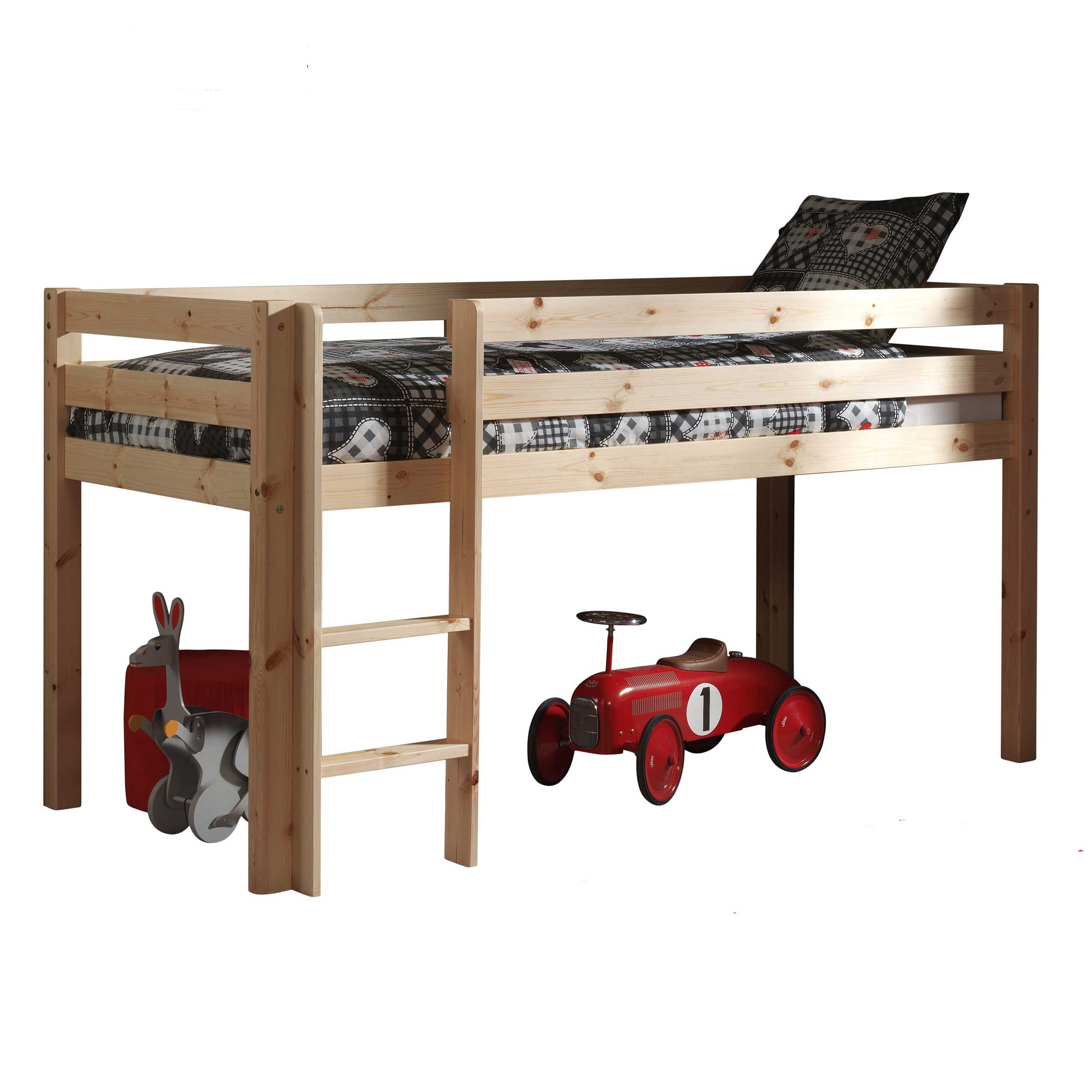 Lit mi-hauteur Charlotte avec tente de lit Caribbean Pirates - bois de pin - Image 4