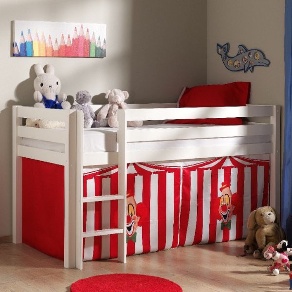 Lit mi-hauteur Charlotte avec tente de lit Cirque - blanc