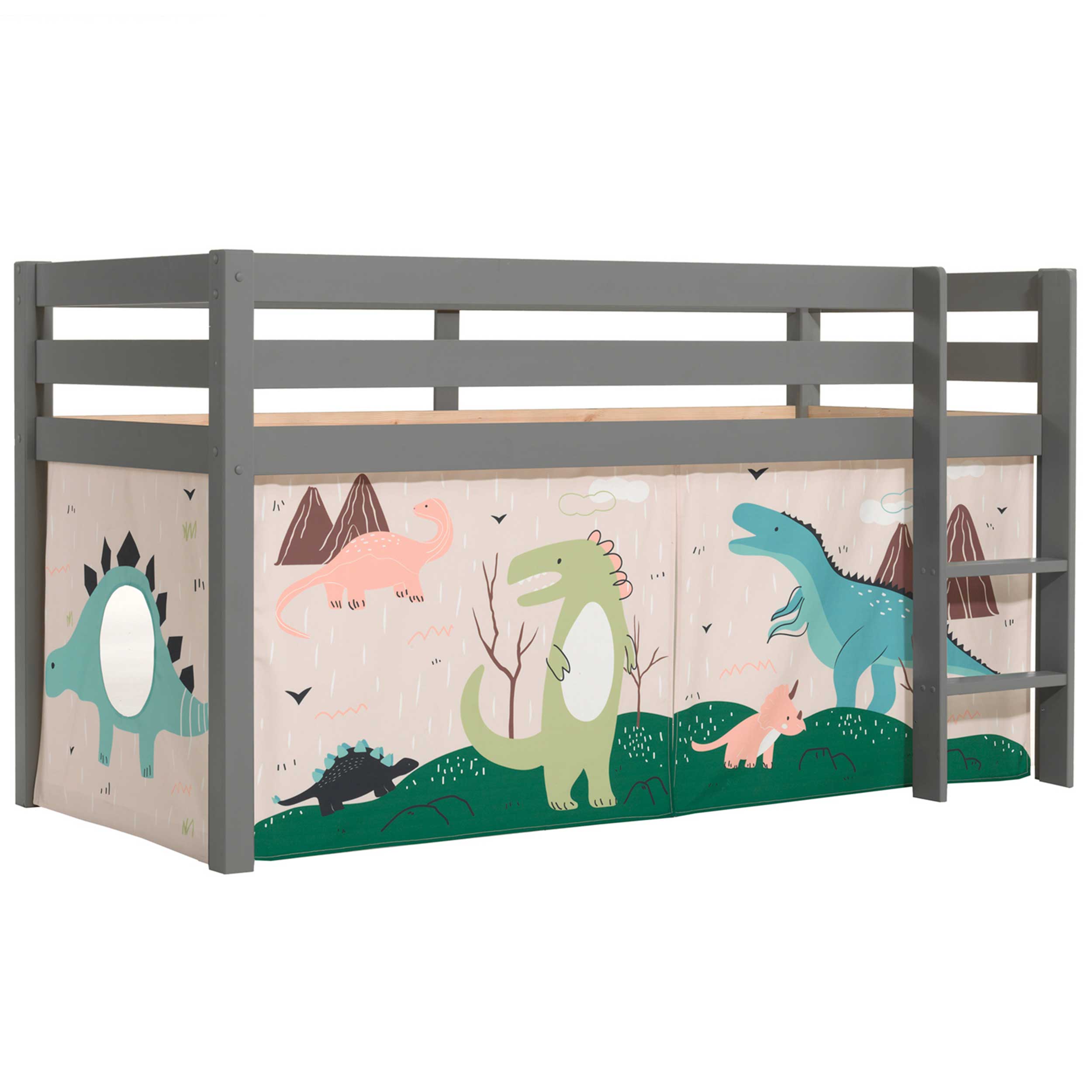 Lit mi-hauteur Charlotte avec tente de lit Dino - gris - Image 5