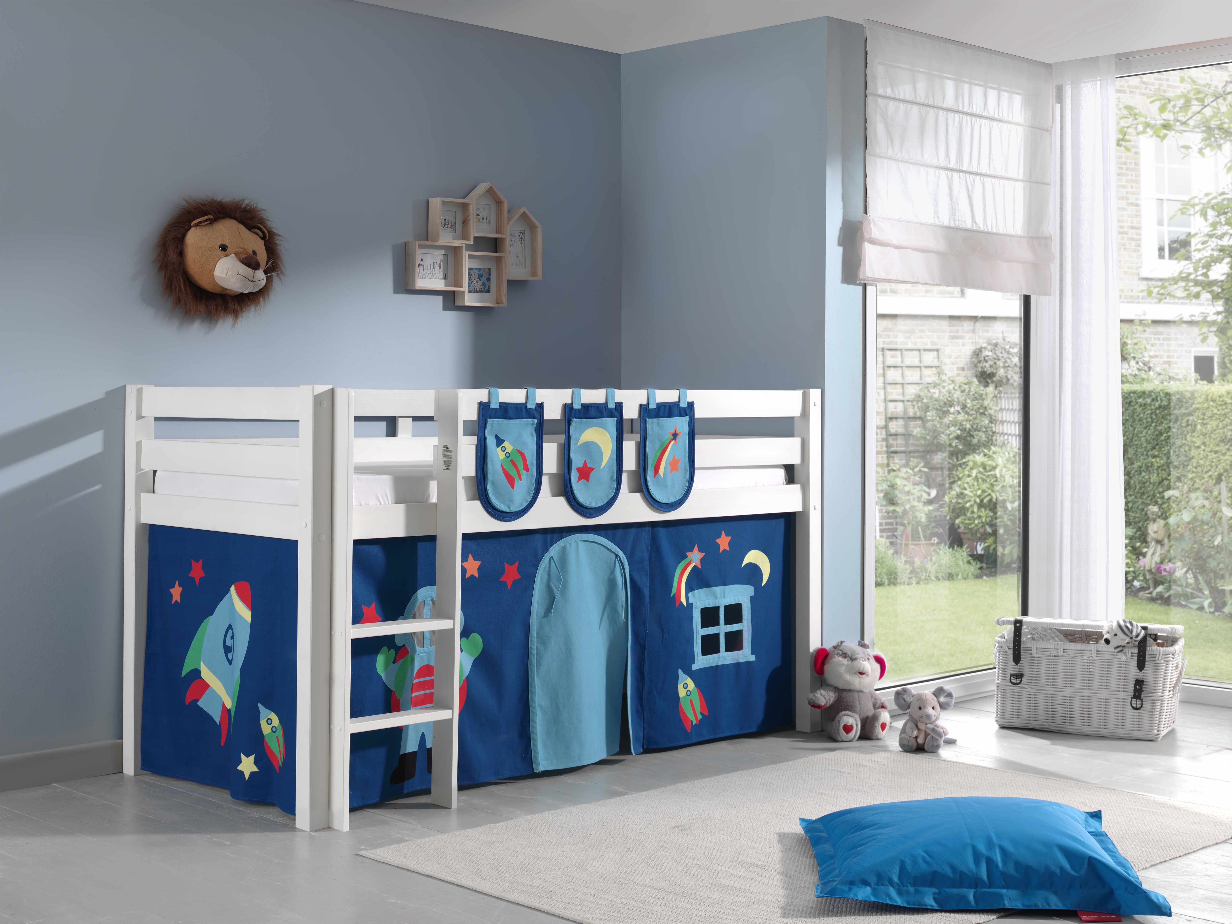 Lit mi-hauteur Charlotte avec tente de lit et sacs de rangement Astro - blanc - Image 6