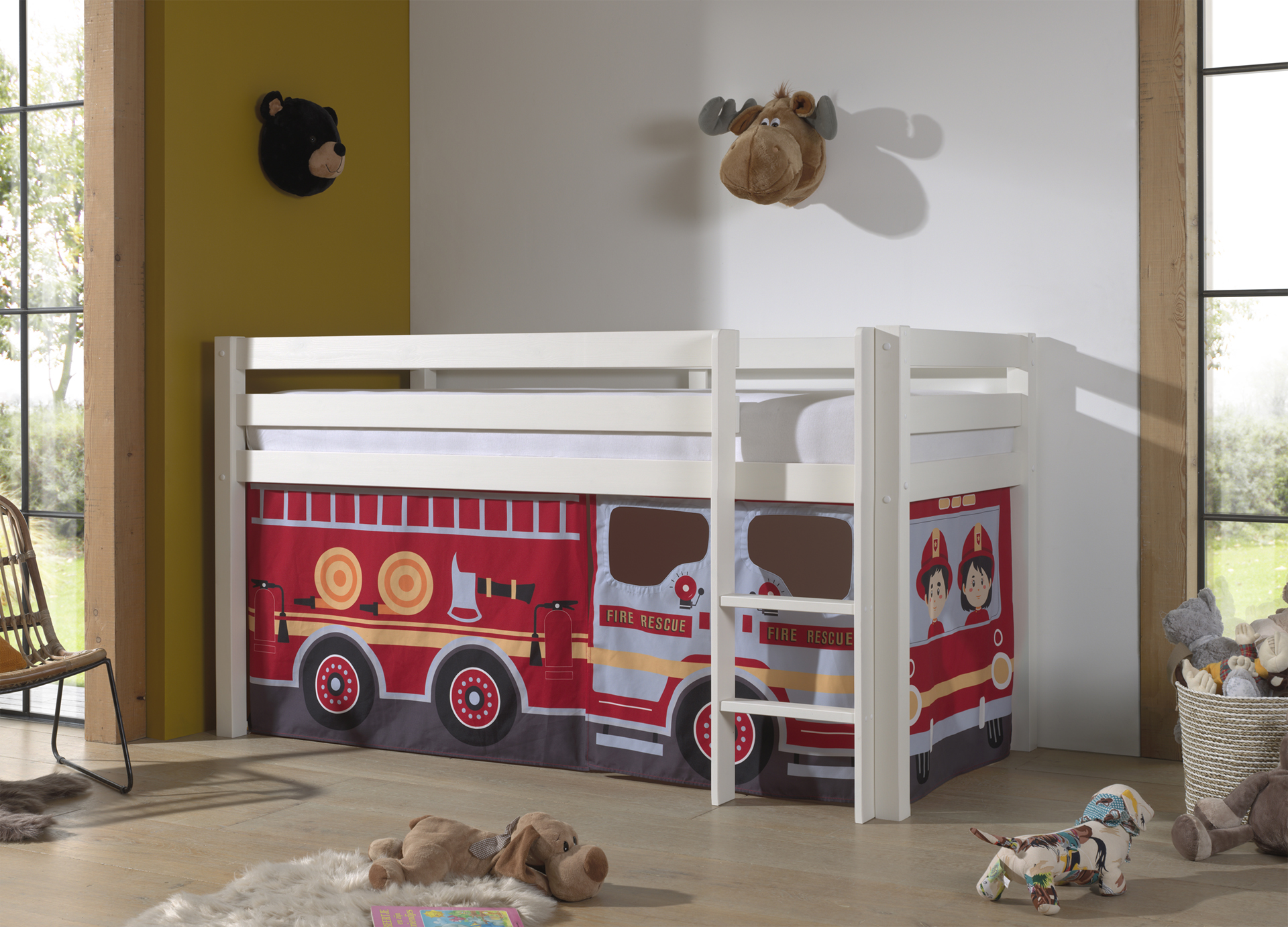 Lit mi-hauteur Charlotte avec tente de lit Fire Truck - blanc - Image 5