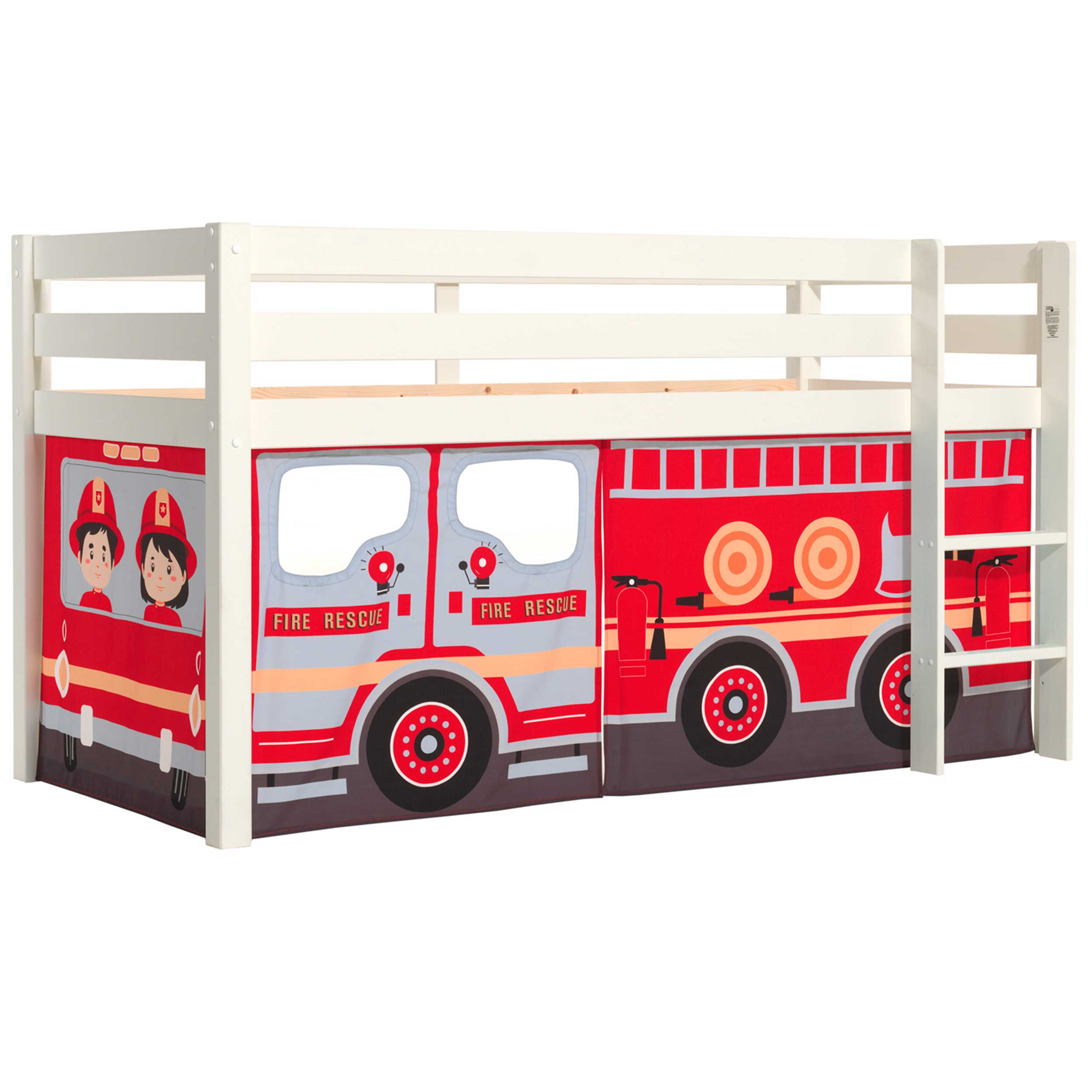 Lit mi-hauteur Charlotte avec tente de lit Fire Truck - blanc - Image 6
