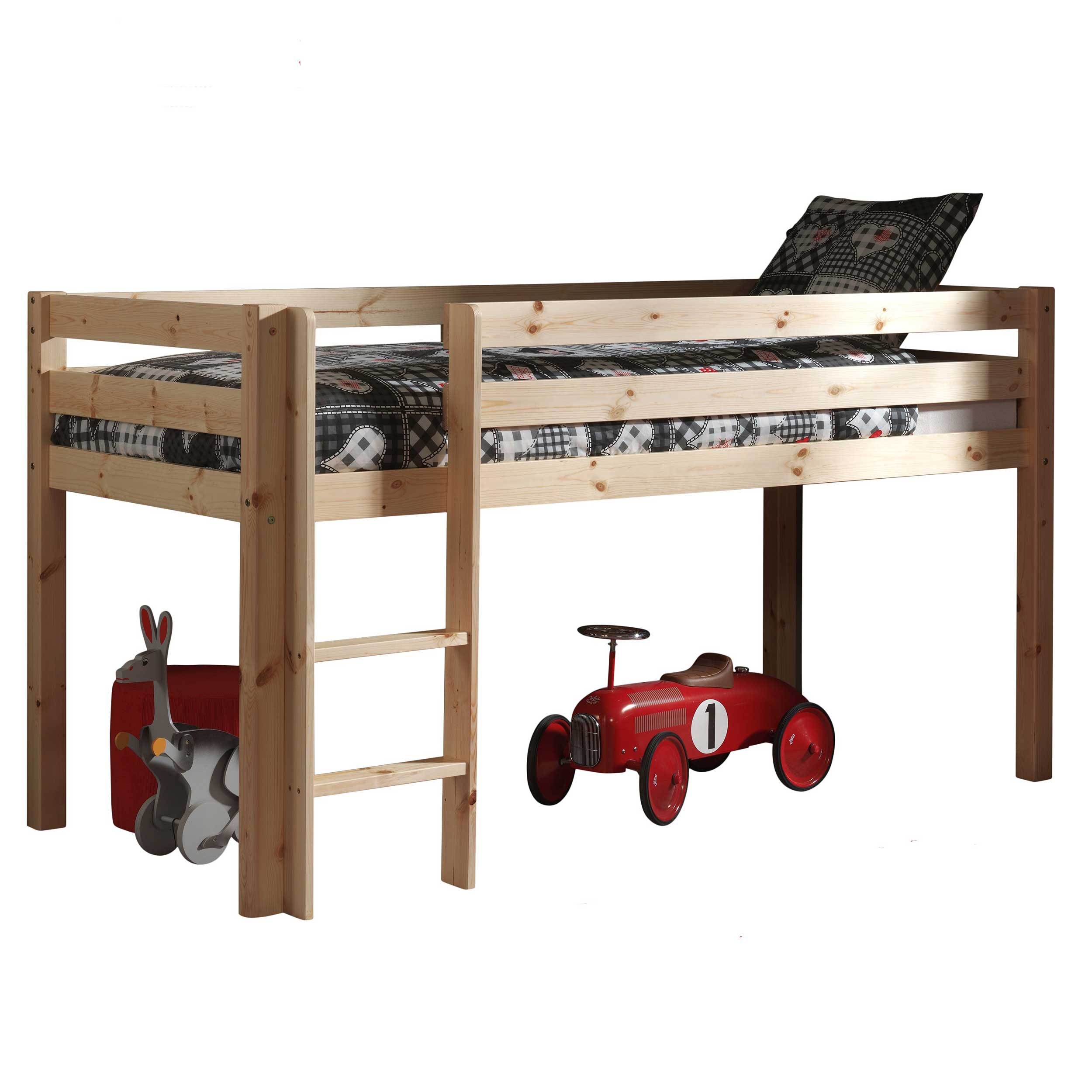 Lit mi-hauteur Charlotte avec tente de lit Fire Truck - bois de pin - Image 4