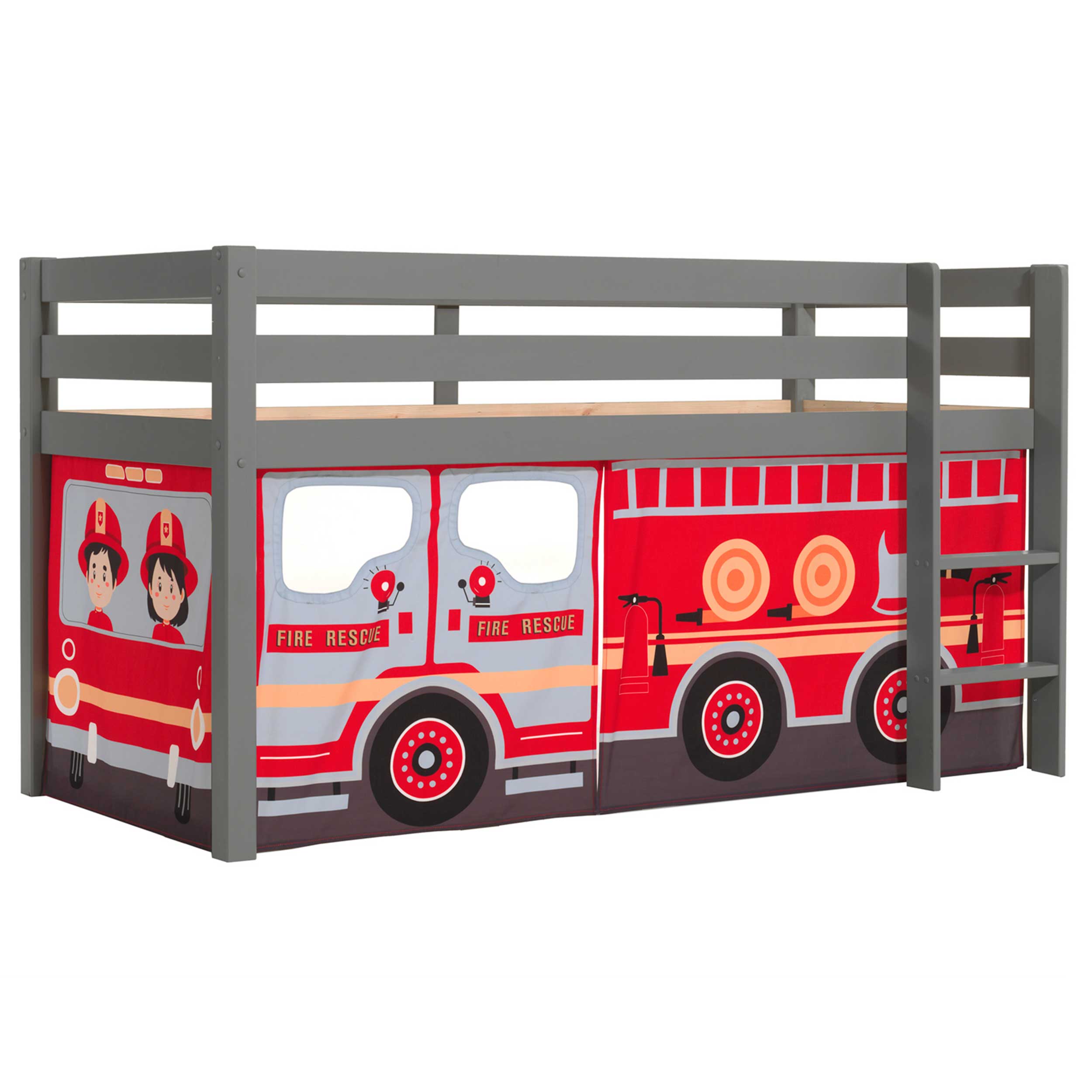 Lit mi-hauteur Charlotte avec tente de lit Fire Truck - gris - Image 6