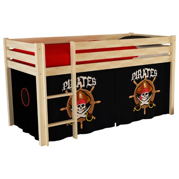 Lit mi-hauteur Charlotte avec tente de lit Pirates - bois de pin - Image 5