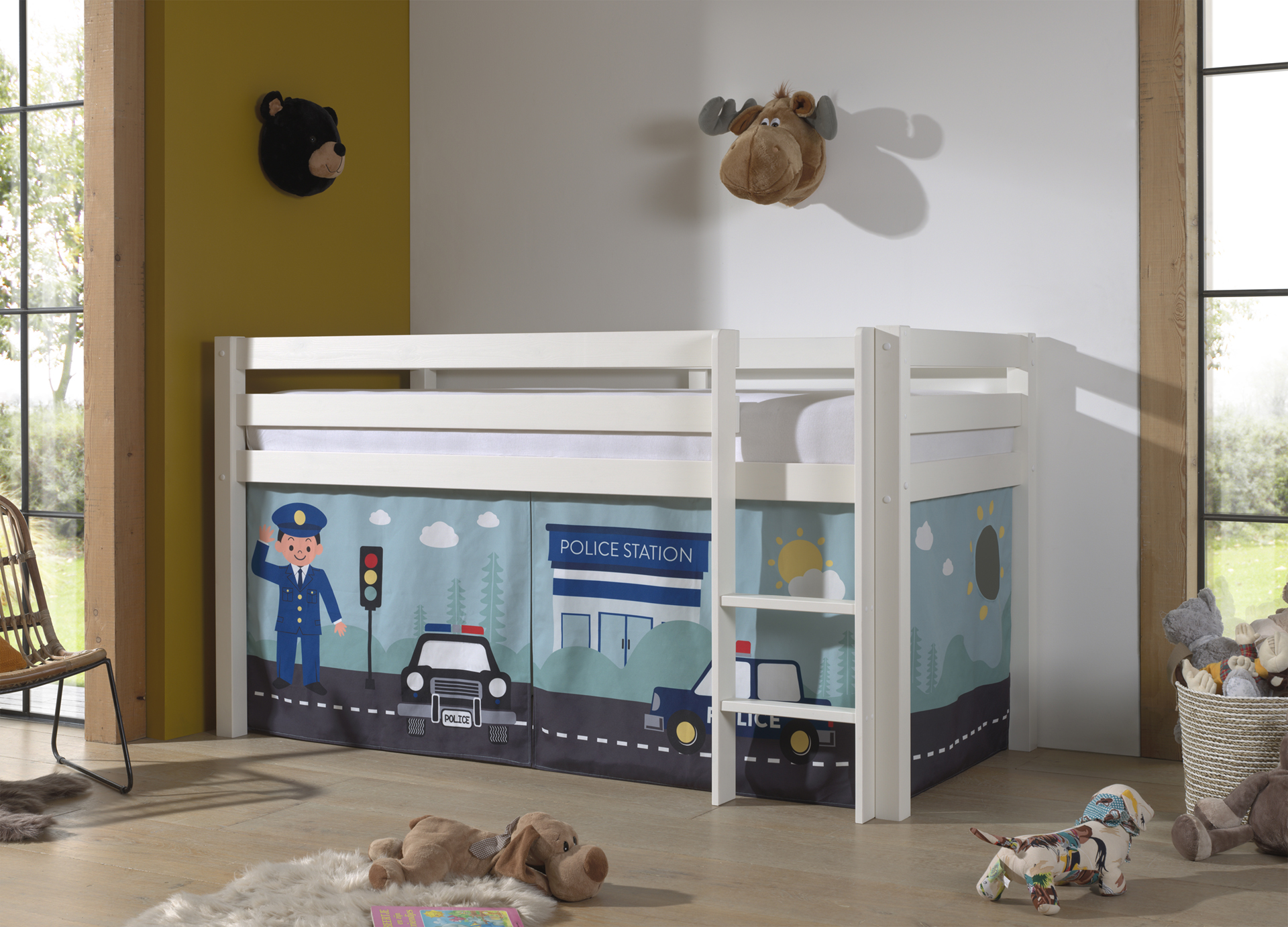 Lit mi-hauteur Charlotte avec tente de lit Police - blanc - Image 5