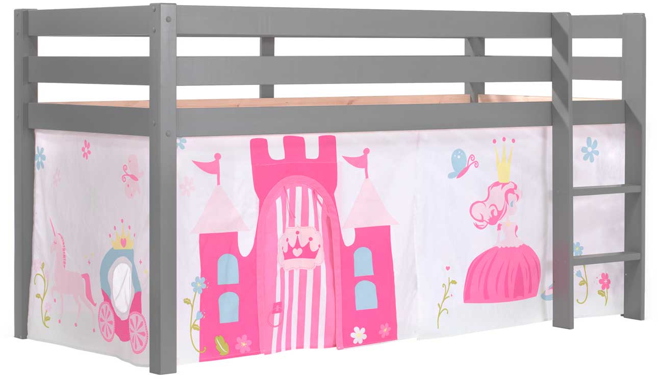 Lit mi-hauteur Charlotte avec tente de lit Princess II - gris - Image 6